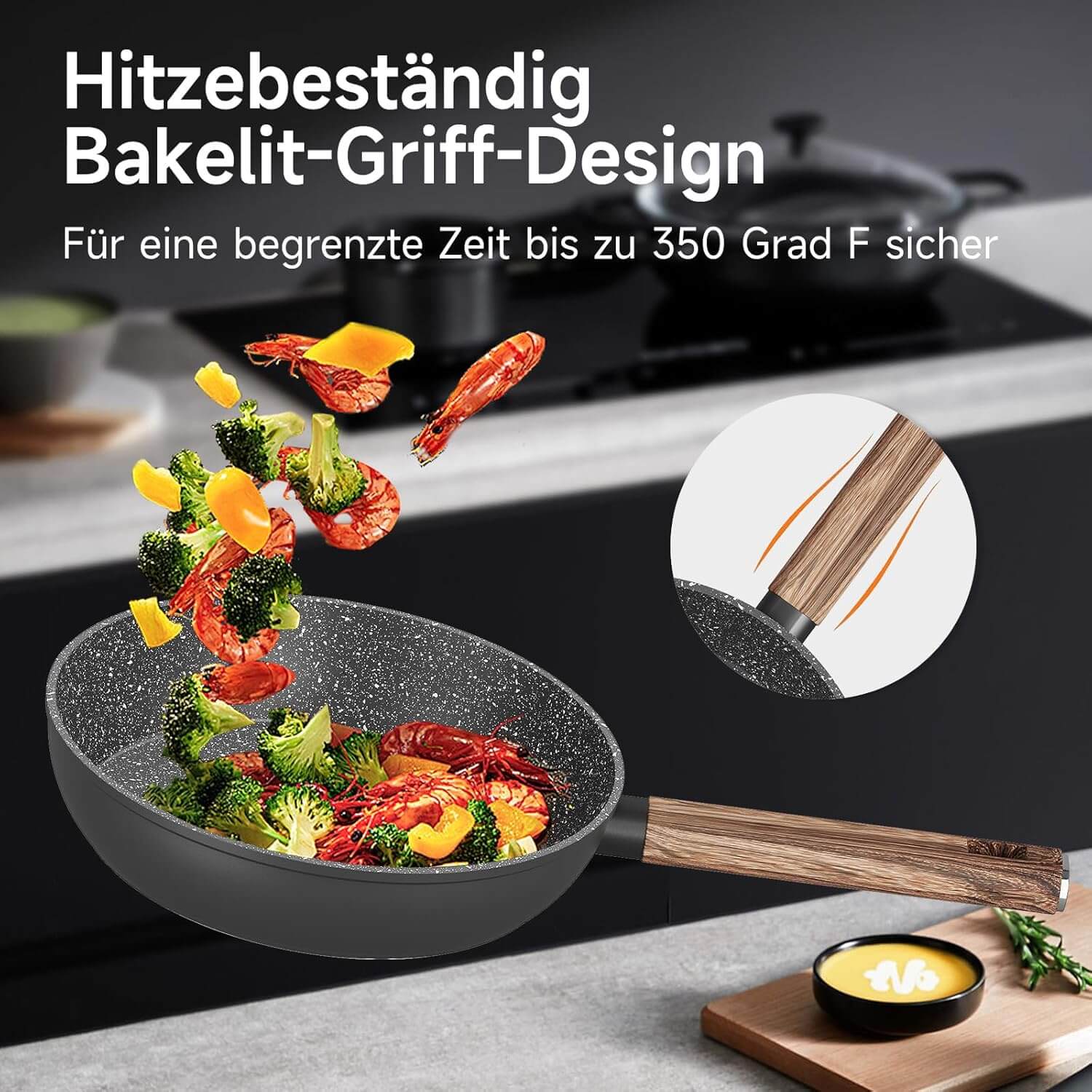 10-teiliges Topfset Induktion Antihaft, hitzebeständig, aus Aluminium mit Glasdeckeln ideal für alle Herdarten - Image 6