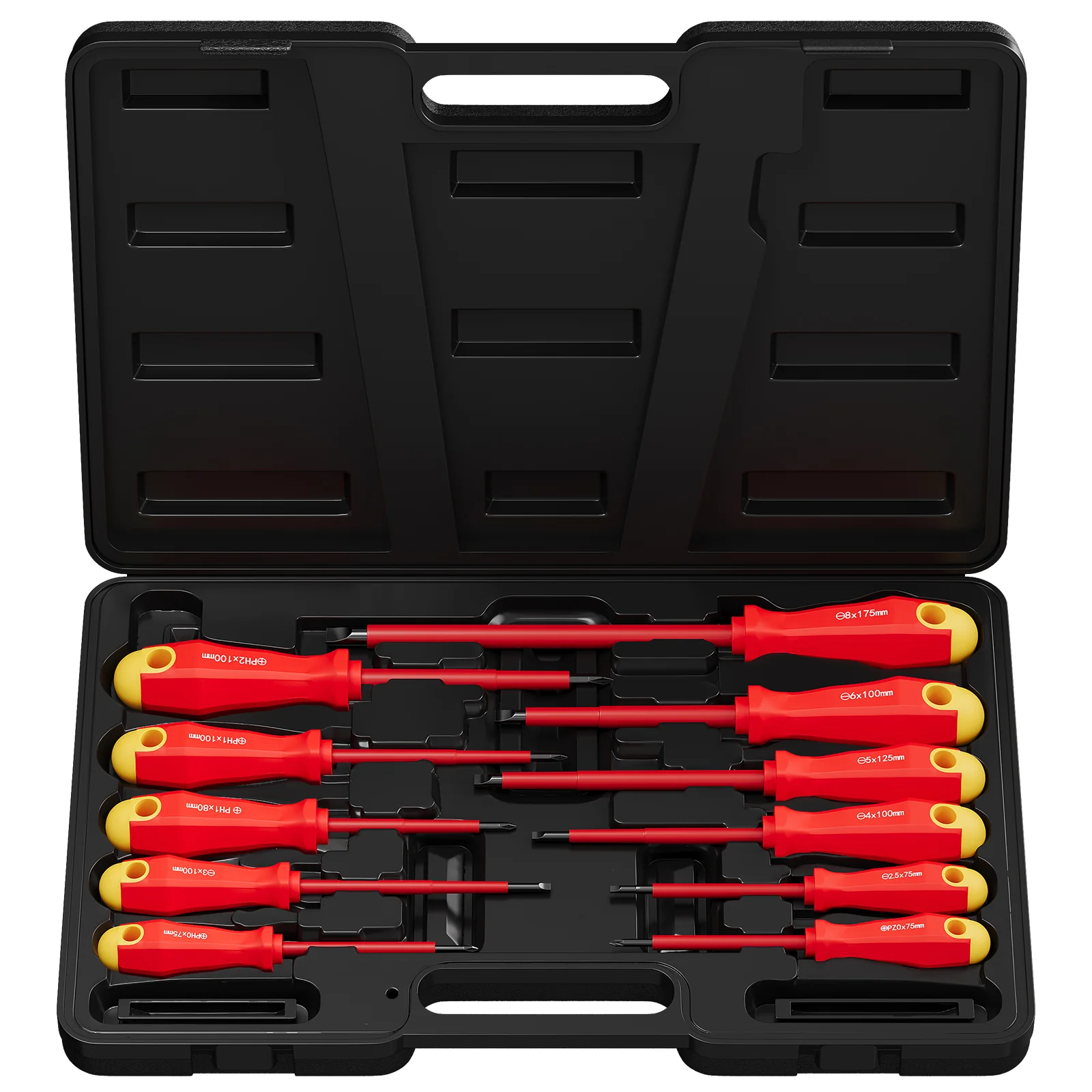 11-teiliges isoliertes Schraubendreher-Set mit magnetischen Spitzen, Chrom-Vanadium-Stahl und stabilem Koffer - Image 2