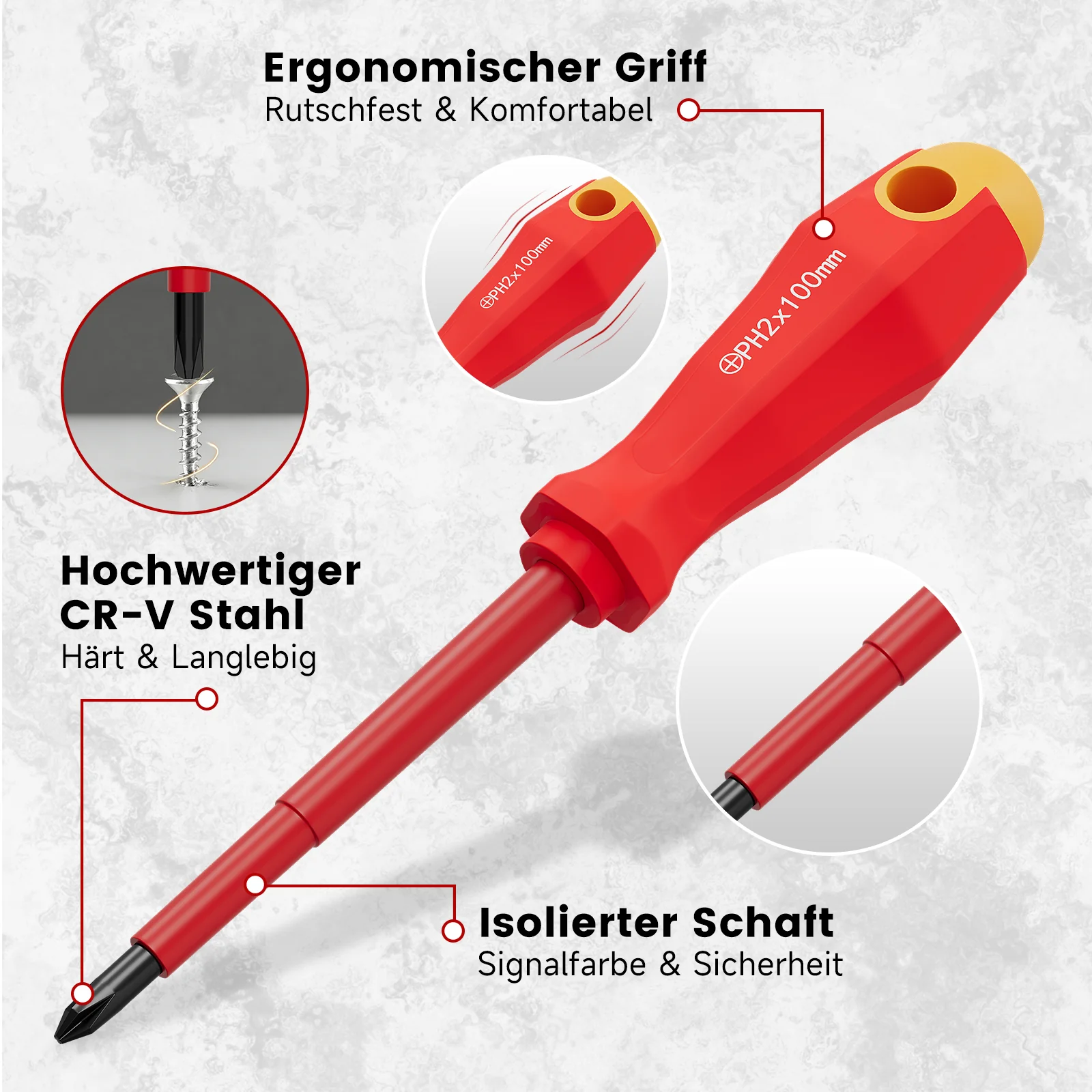 11-teiliges isoliertes Schraubendreher-Set mit magnetischen Spitzen, Chrom-Vanadium-Stahl und stabilem Koffer - Image 4