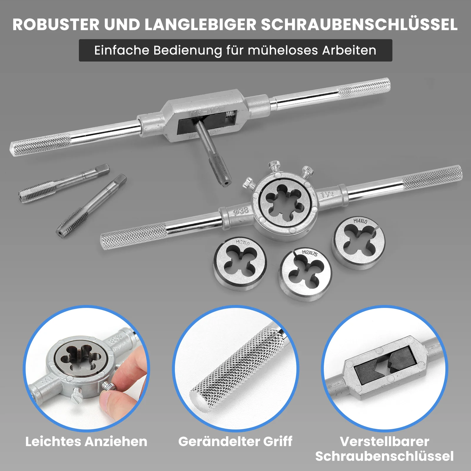110-teiliges metrisches Gewindeschneid-Set für präzise Innen- und Außengewinde aus gehärtetem Stahl - Image 3