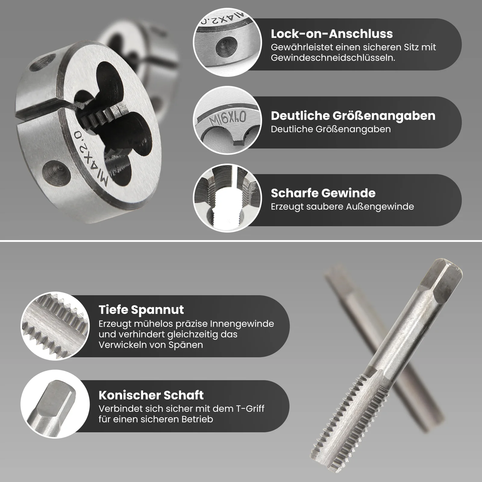 110-teiliges metrisches Gewindeschneid-Set für präzise Innen- und Außengewinde aus gehärtetem Stahl - Image 4