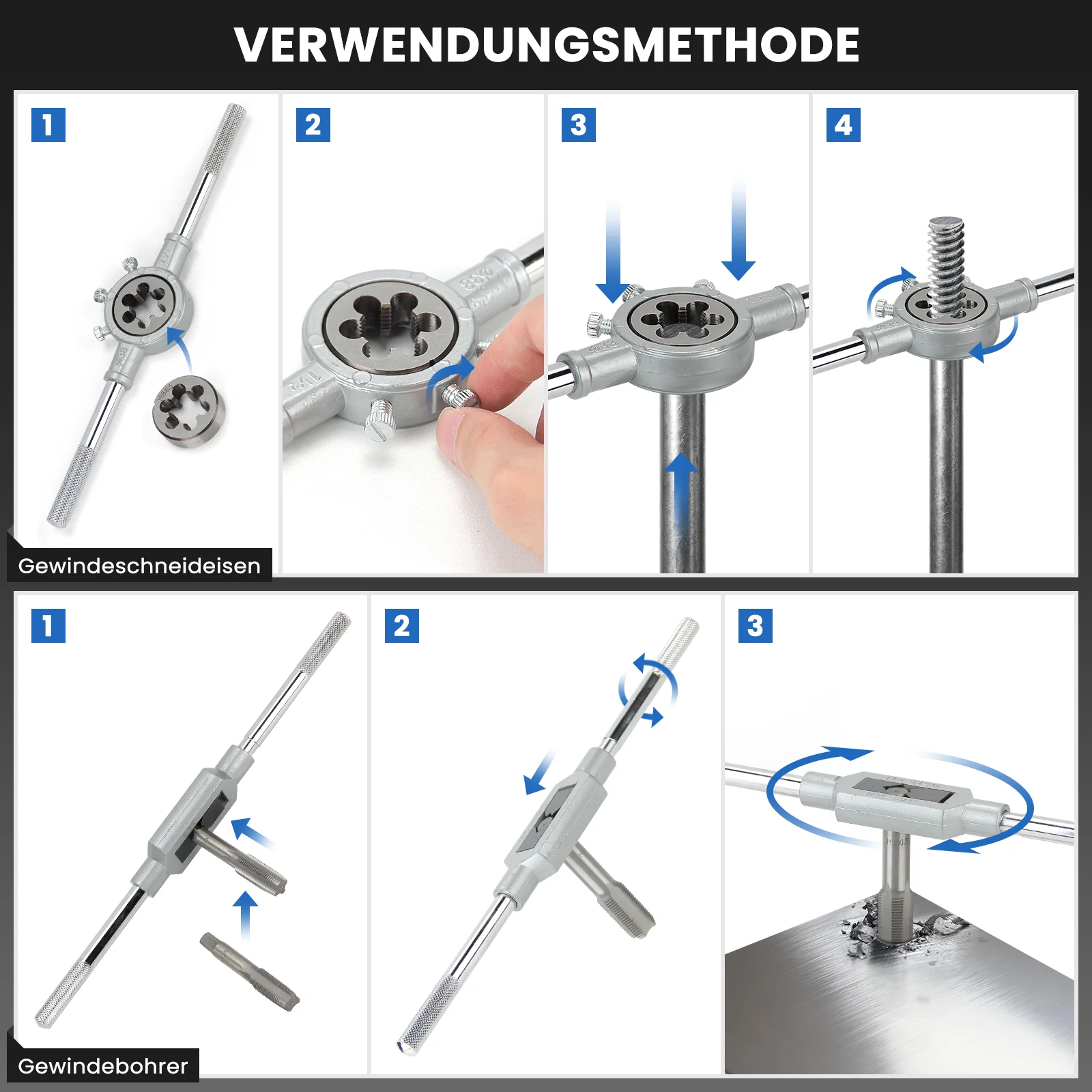 110-teiliges metrisches Gewindeschneid-Set für präzise Innen- und Außengewinde aus gehärtetem Stahl - Image 7