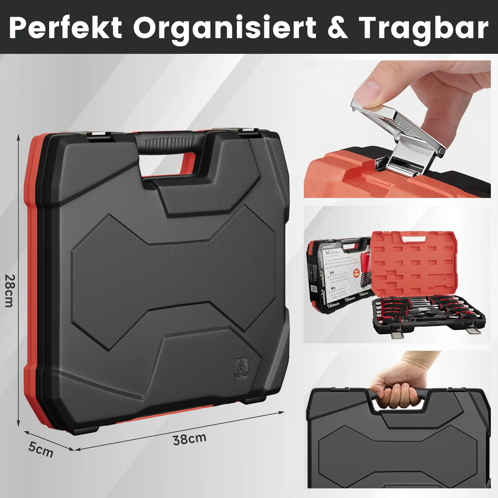 12-teiliges Profi-Schraubendreher-Set aus Chrom-Vanadium-Stahl mit Schlagkappe, Sechskantansatz und Transportkoffer - Image 4