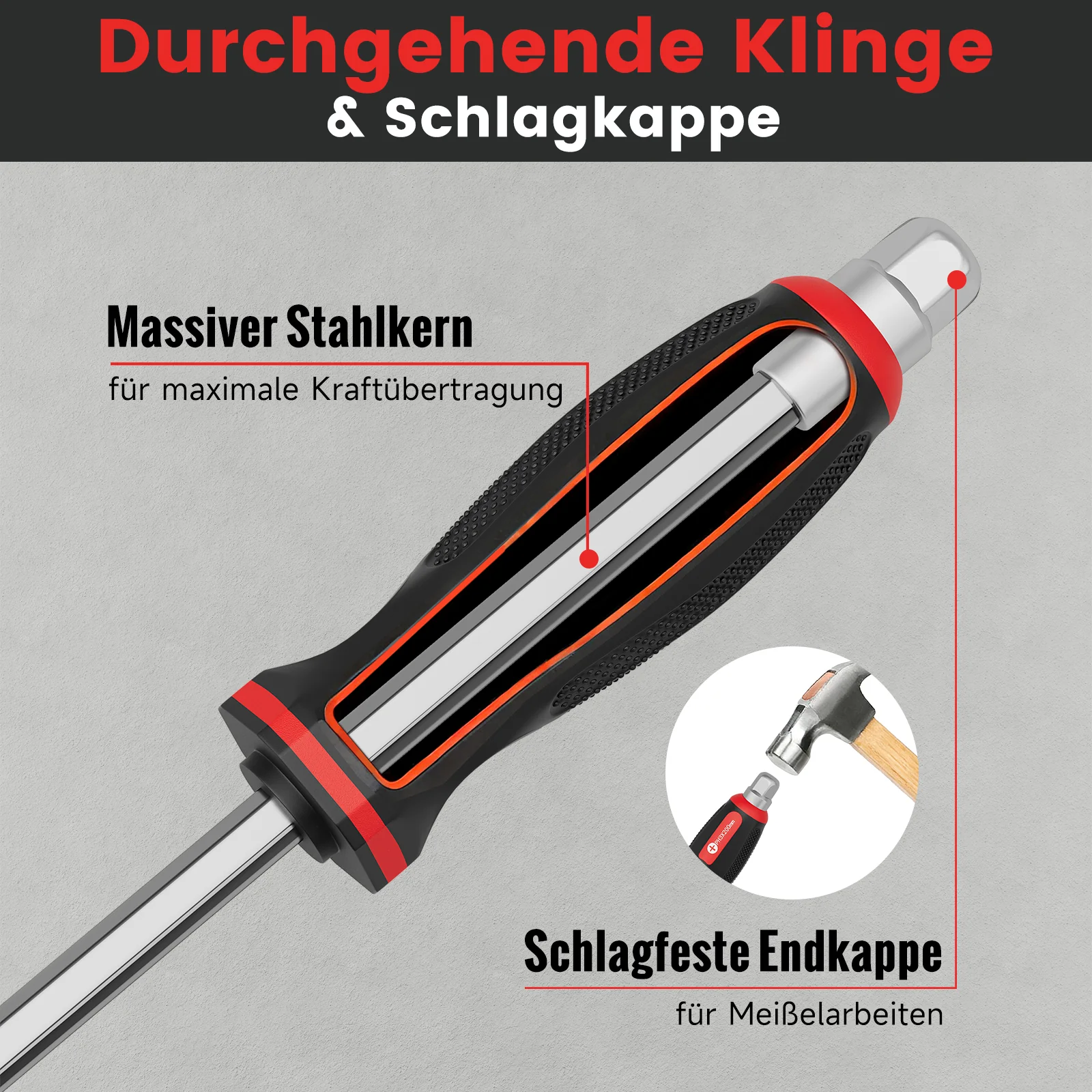 12-teiliges Profi-Schraubendreher-Set aus Chrom-Vanadium-Stahl mit Schlagkappe, Sechskantansatz und Transportkoffer - Image 8