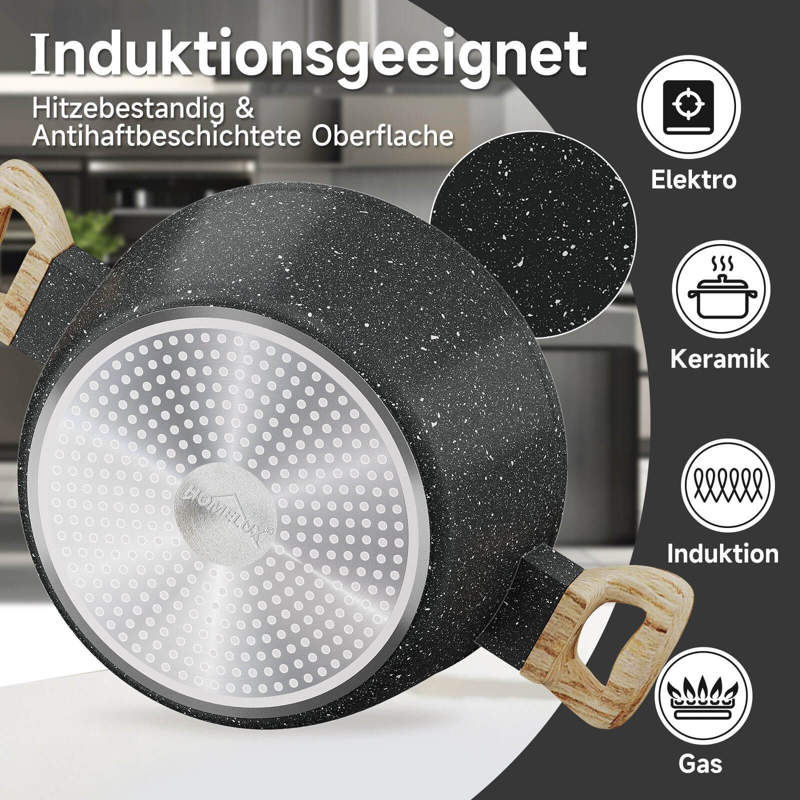 12-tlg Topf und Pfannen Set Topfset Induktion 12-teilige Kochtopf mit Glasdeckel Töpfe und Bratpfanne Set - Image 12