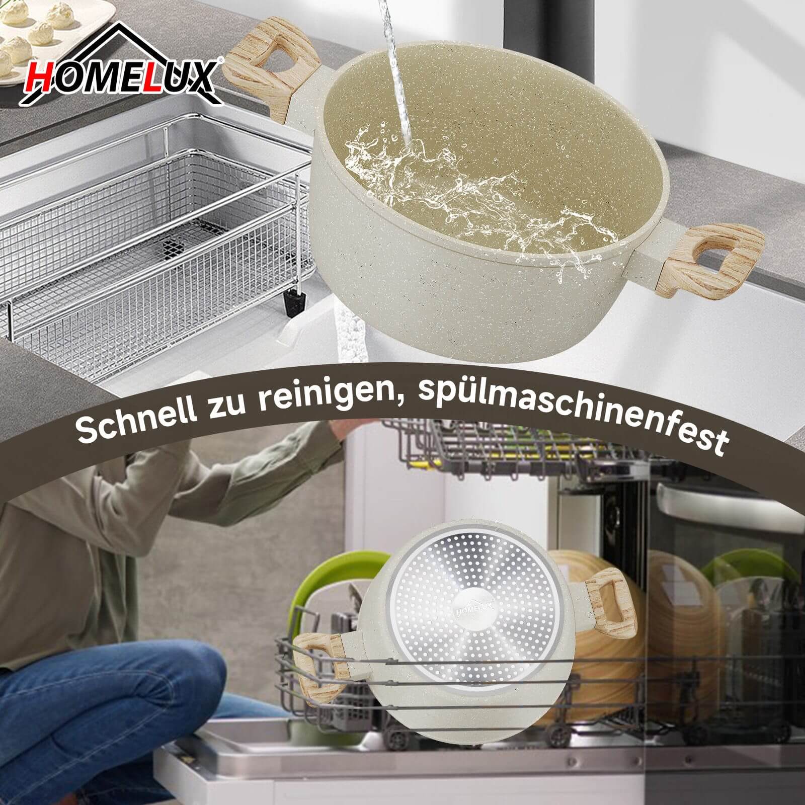 12-tlg Topf und Pfannen Set Topfset Induktion 12-teilige Kochtopf mit Glasdeckel Töpfe und Bratpfanne Set - Image 5