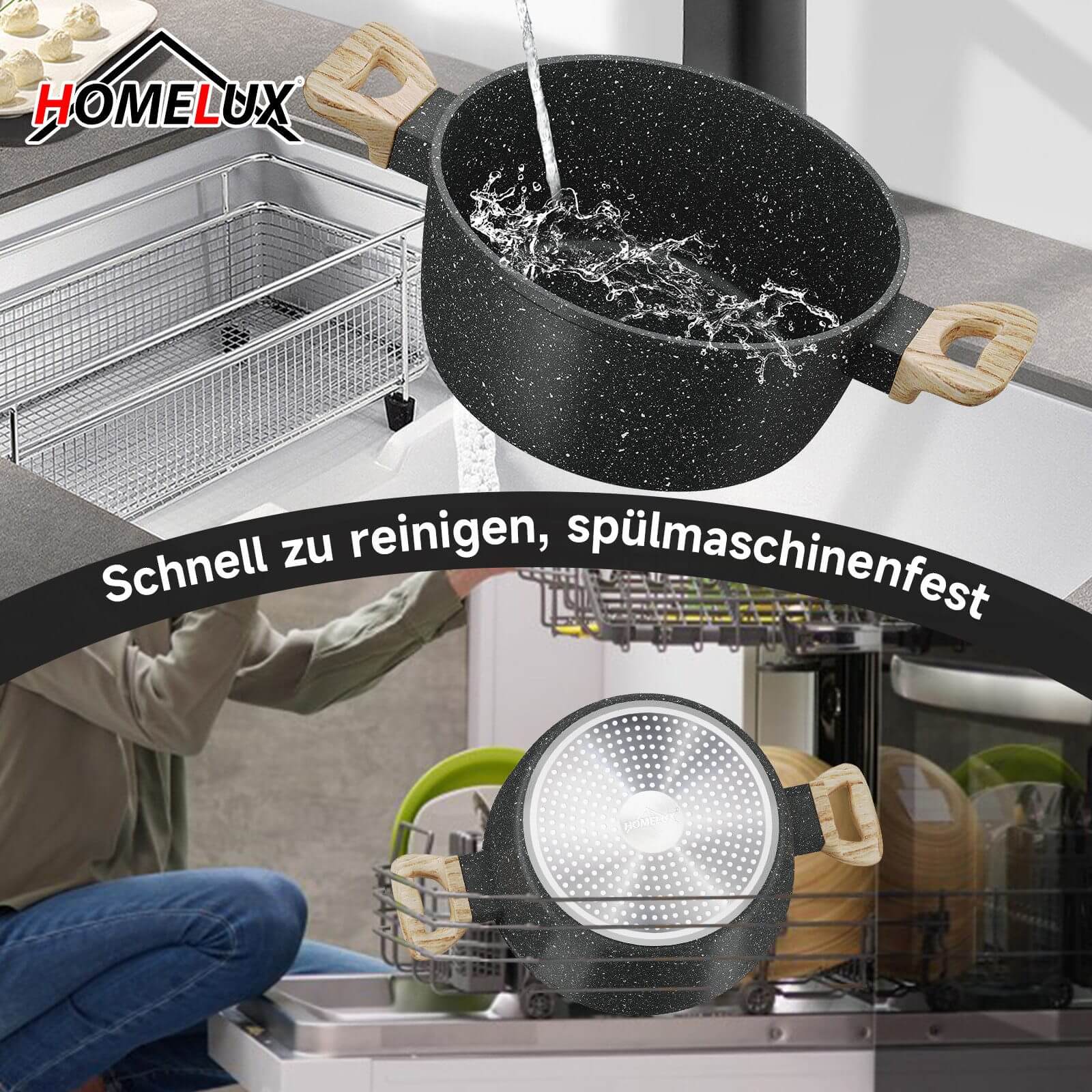 12-tlg Topf und Pfannen Set Topfset Induktion 12-teilige Kochtopf mit Glasdeckel Töpfe und Bratpfanne Set - Image 6