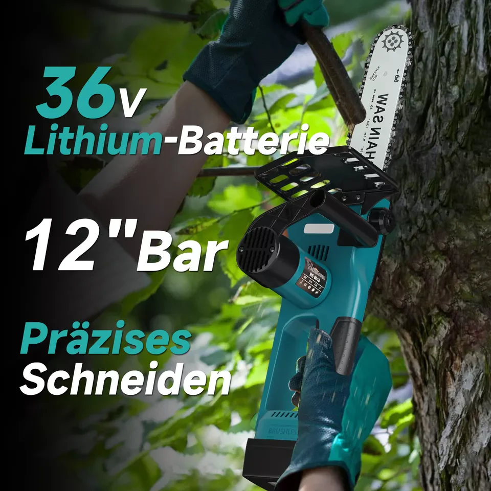 12-Zoll-Batteriekettensäge 36V Elektro-Kettensäge mit Ladegerät - Image 3