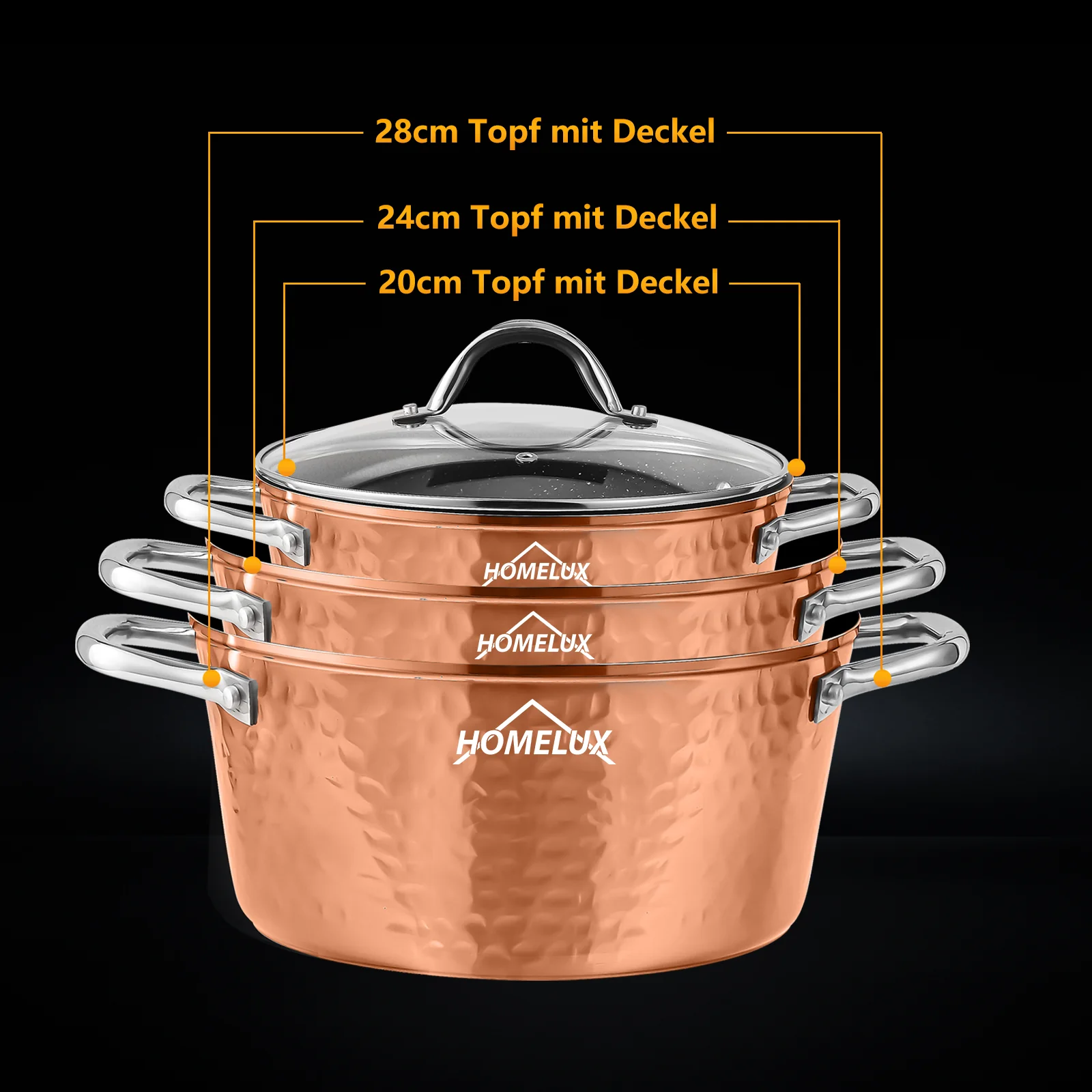 Topfset Scheffler Topfset Induktion 15-teilig, Induktions Töpfe Set,Töpfe mit Glasdeckel, Kochtopf-Set, Töpfe und Pfannen, Induktionsgeeignet - Image 2