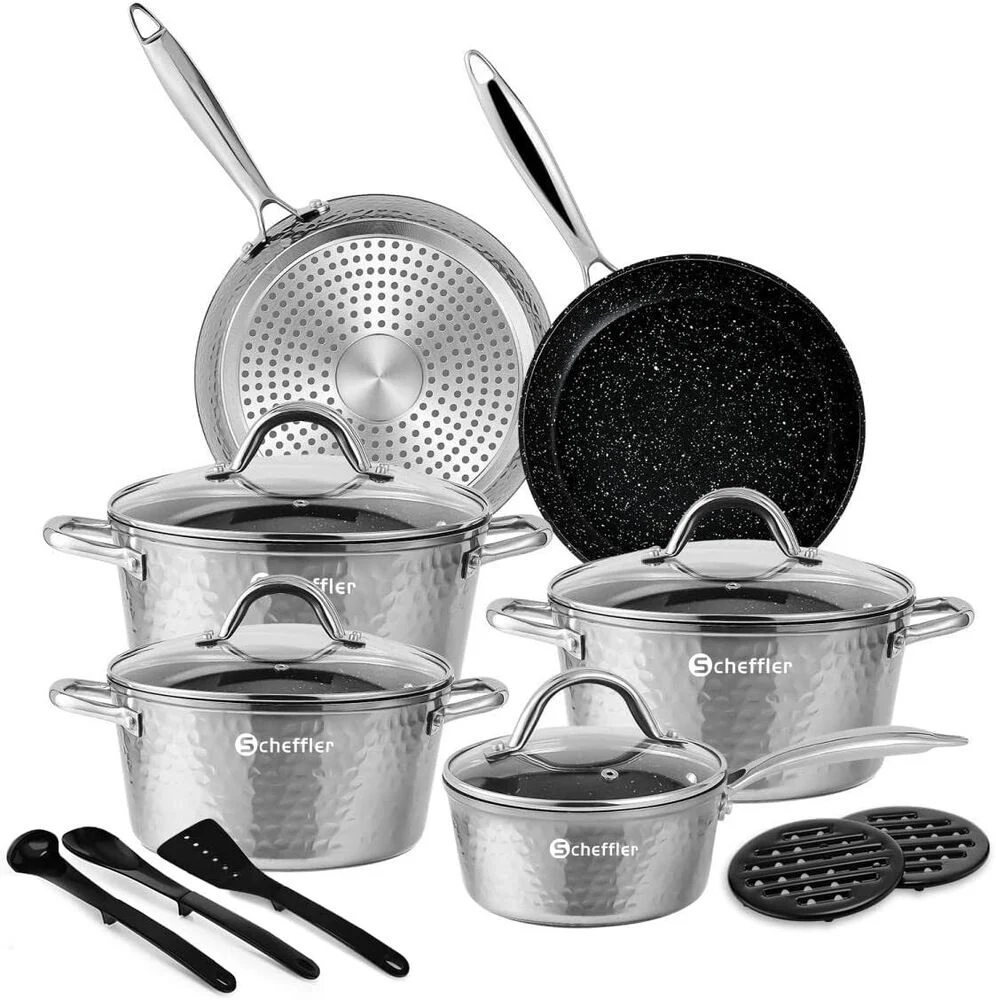Topfset Scheffler Topfset Induktion 15-teilig, Induktions Töpfe Set,Töpfe mit Glasdeckel, Kochtopf-Set, Töpfe und Pfannen, Induktionsgeeignet - Image 9