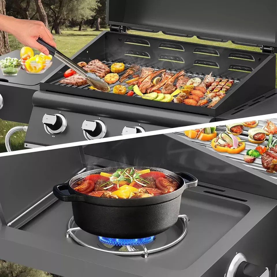 15kW Gasgrill BBQ Grillwagen mit 4+1 Brennern und Seitenkocher - Image 7