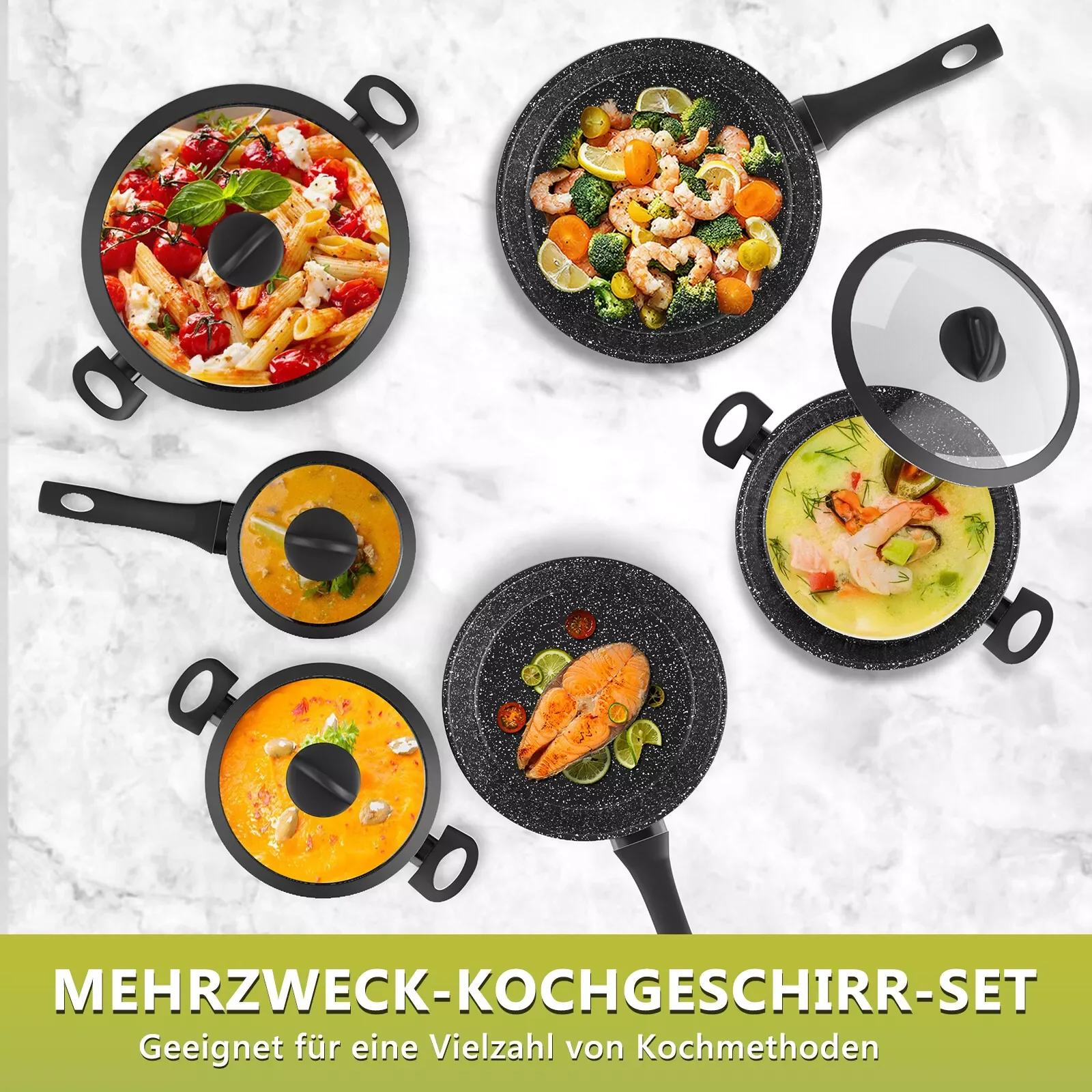 Scheffler 15-teiliges Topf- und Pfannenset mit Antihaftbeschichtung, induktionsgeeignet & Glasdeckeln - Image 10