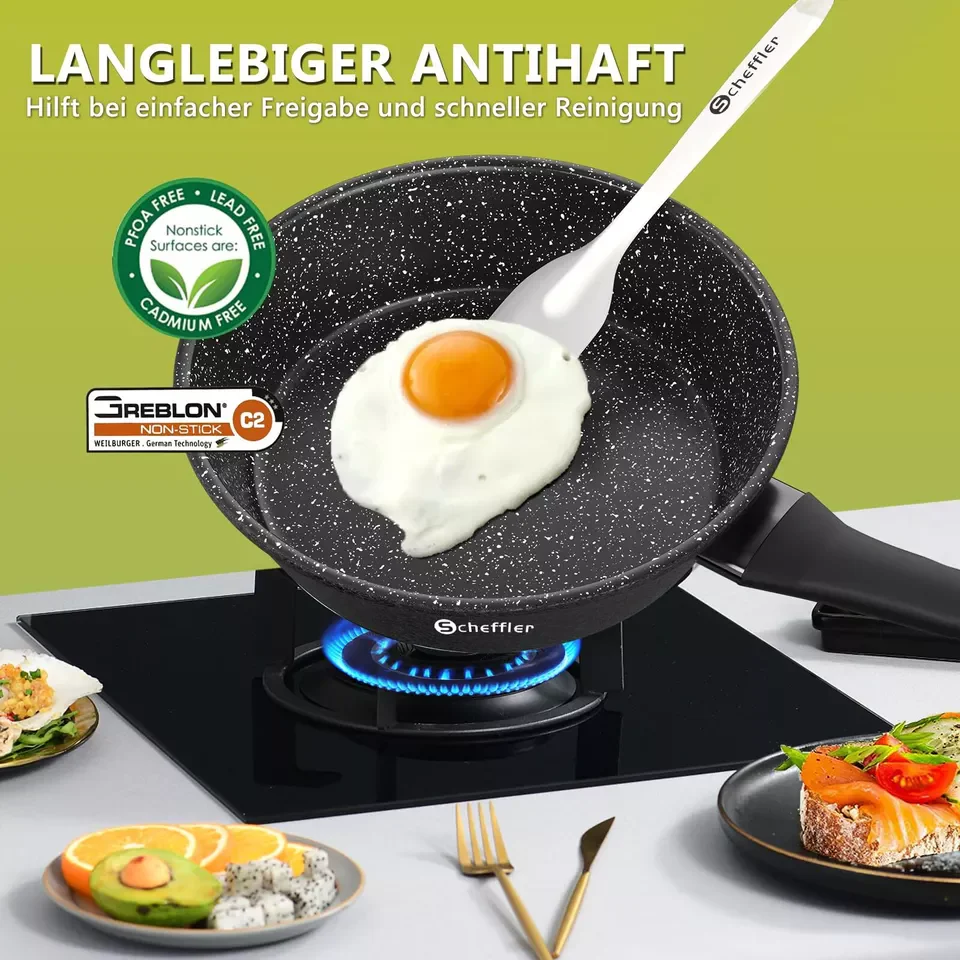 Scheffler 15-teiliges Topf- und Pfannenset mit Antihaftbeschichtung, induktionsgeeignet & Glasdeckeln - Image 7