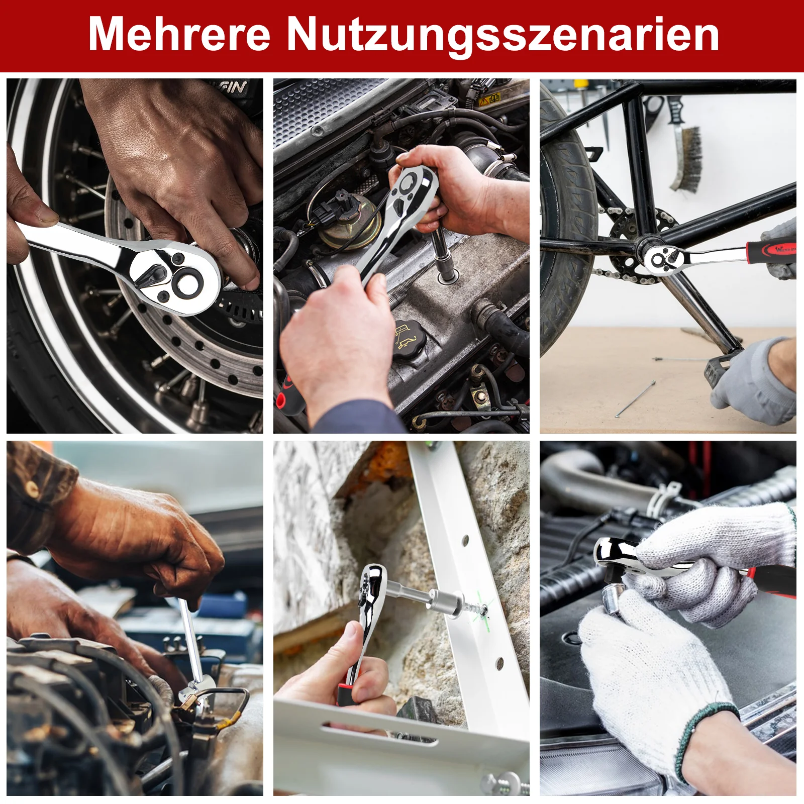 172-teiliger Steckschlüsselsatz aus Chrom-Vanadium-Stahl mit Ratschen, Bits und umfangreichem Zubehör im Koffer - Image 4