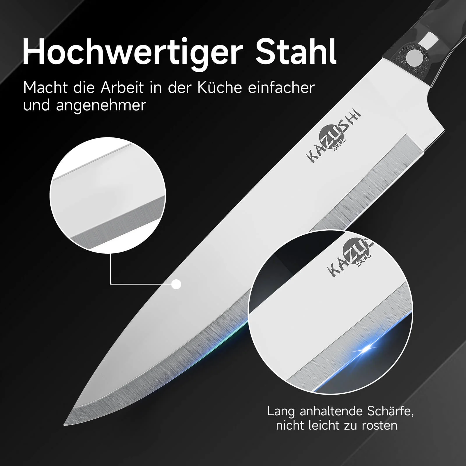 19-teiliges Profi Messerset mit Holzblock – Superscharf, ergonomisch, rostfrei – Küchenmesser, Schärfer, Schere, All-in-One Set - Image 6