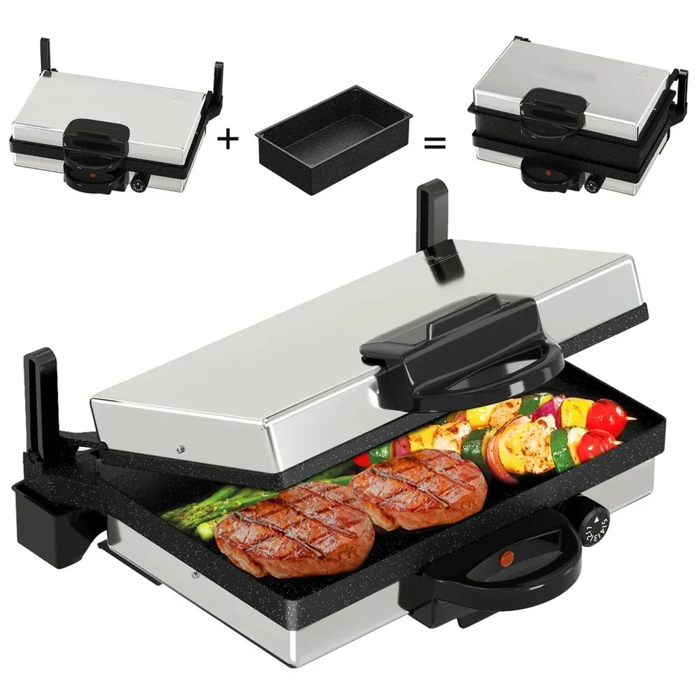 2000W Kontaktgrill: Multi-Grill & Brotmaschine, Edelstahl, Antihaft-Beschichtung Scheffler Kontaktgrill - Image 14