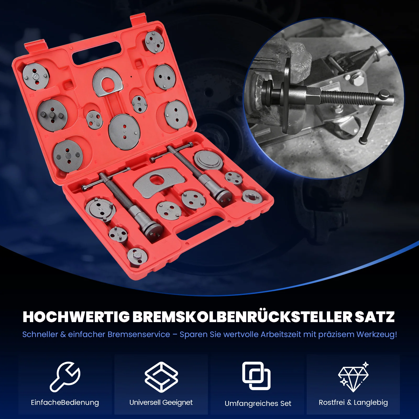 21 tlg. Universal Bremskolbenrücksteller Set Bremssattel Kolben Wind Zurück Tool Kit - Image 4