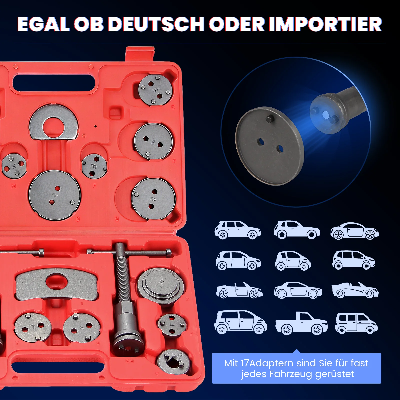 21 tlg. Universal Bremskolbenrücksteller Set Bremssattel Kolben Wind Zurück Tool Kit - Image 5
