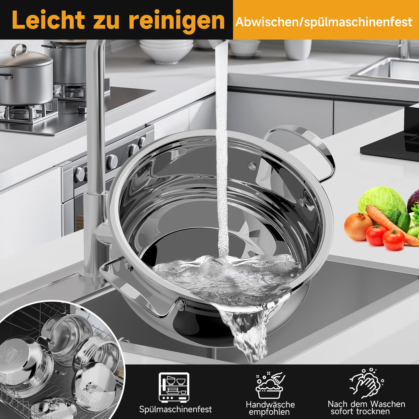 22/24/26/28/30 cm Topfset Scheffler Edelstahl Topfset 10-teilig, Kochgeschirr mit Deckeln - Image 4