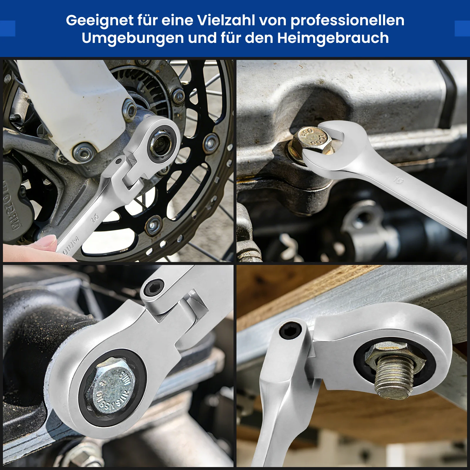 22 tlg. Gelenk Ratschenschlüssel Set 6-32mm Flexibel 72 Zähne Chrom Vanadium Knarrenschlüssel im Koffer - Image 10