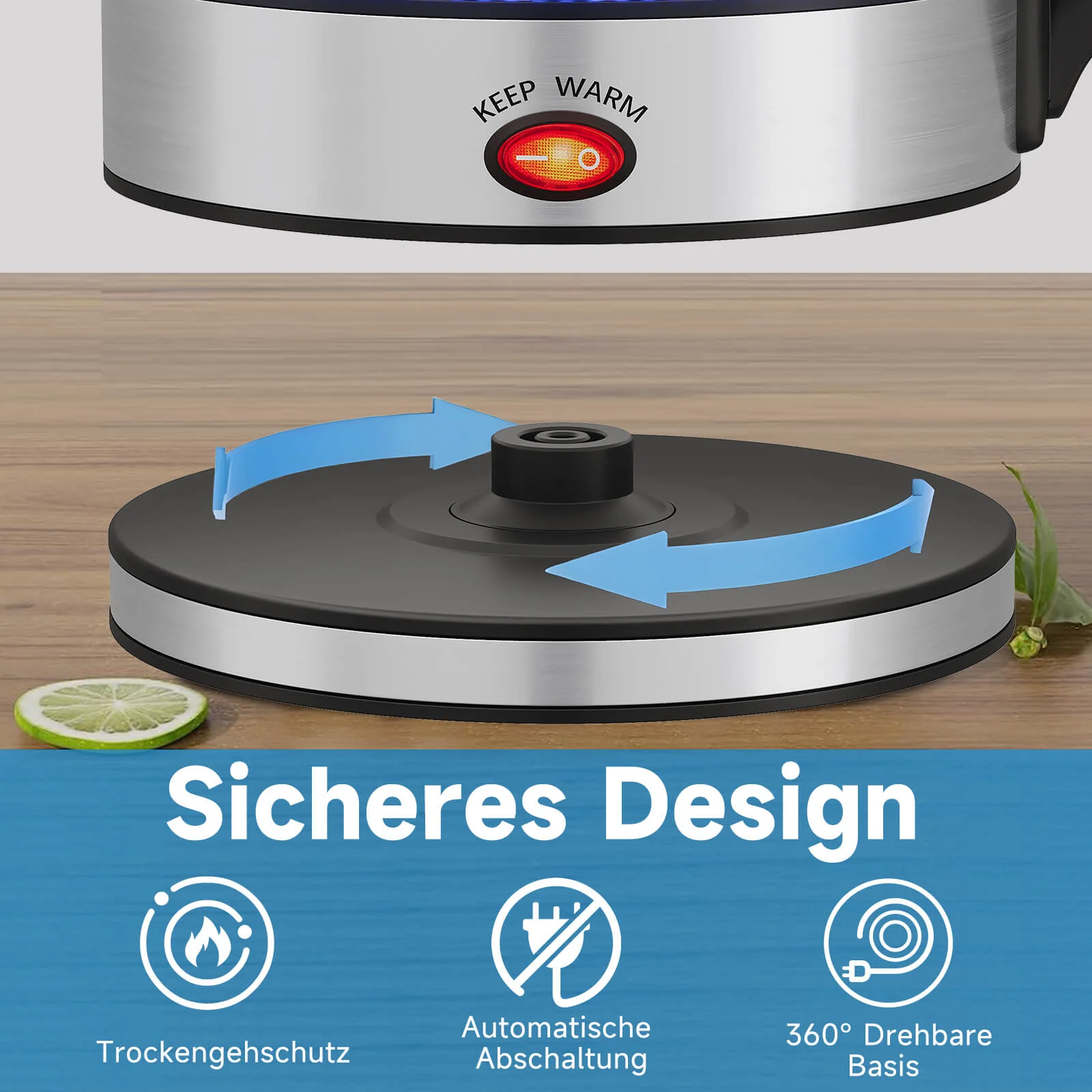 2200 Watt Teekocher 1,8L Wasserkocher Glas 0,8L Teekanne mit Sieb Teemaschine - Image 4