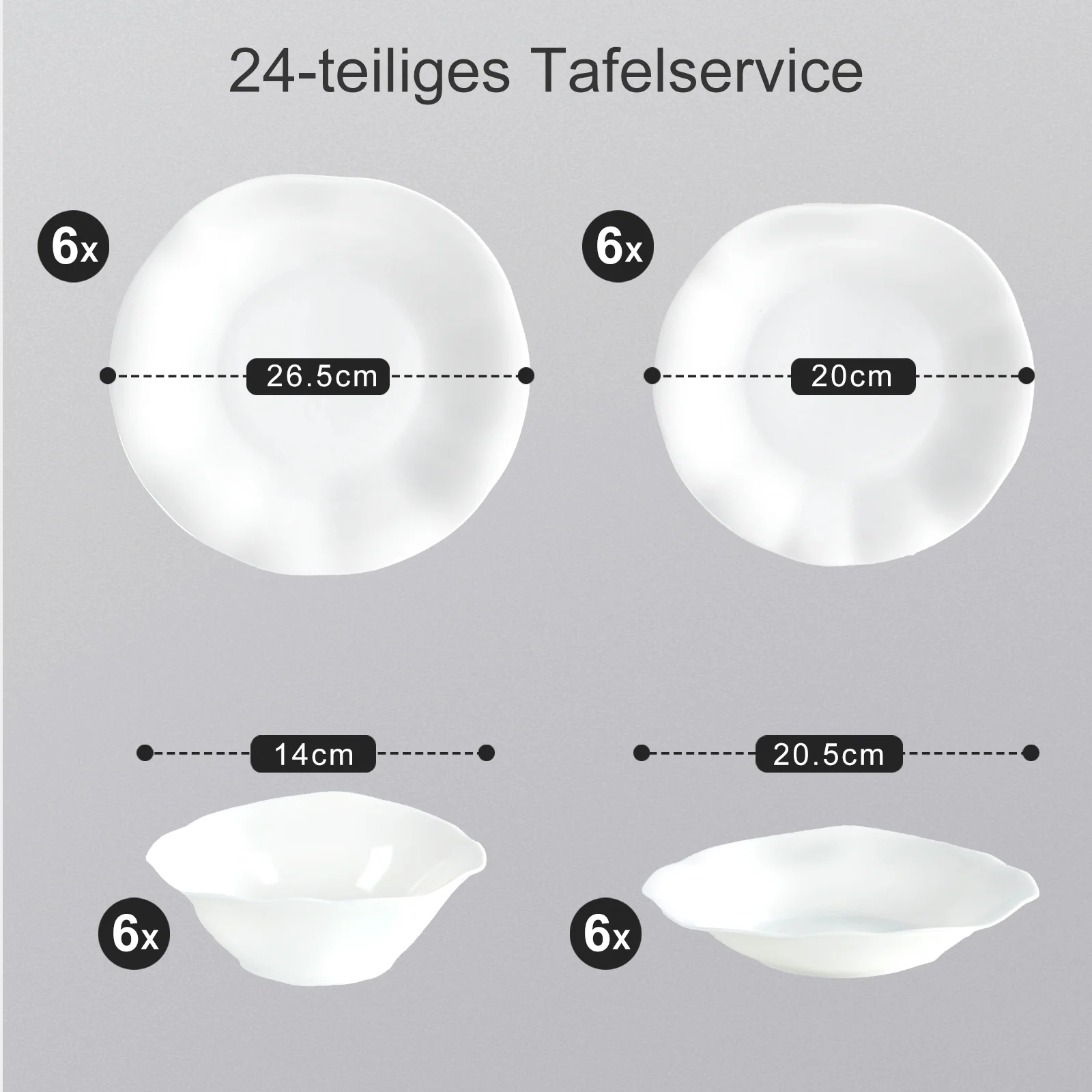 24-teiliges Keramik-Tafelgeschirr-Set für 6 Personen in elegantem Wellendesign, spülmaschinen- und mikrowellengeeignet - Image 4