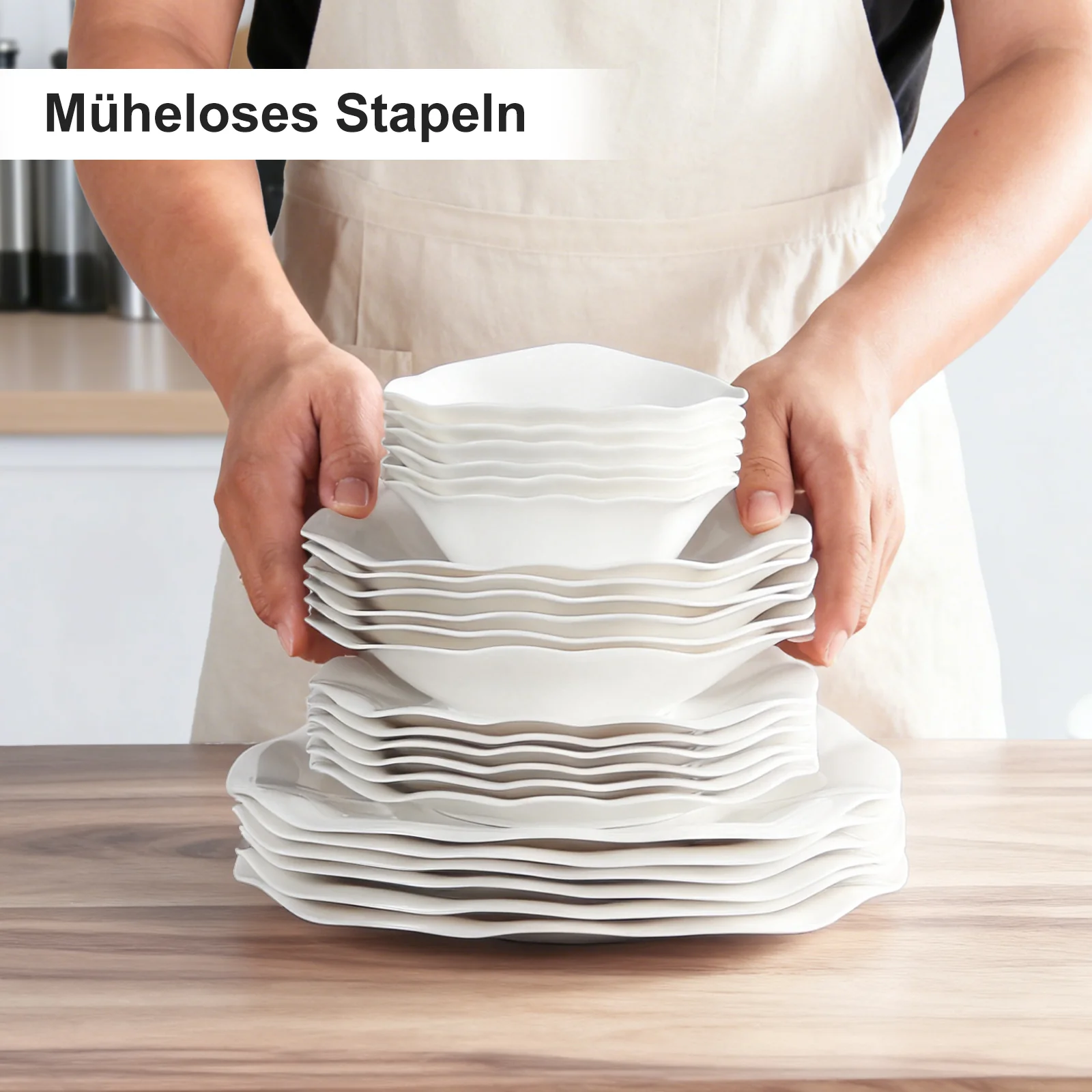 24-teiliges Keramik-Tafelgeschirr-Set für 6 Personen in elegantem Wellendesign, spülmaschinen- und mikrowellengeeignet - Image 6