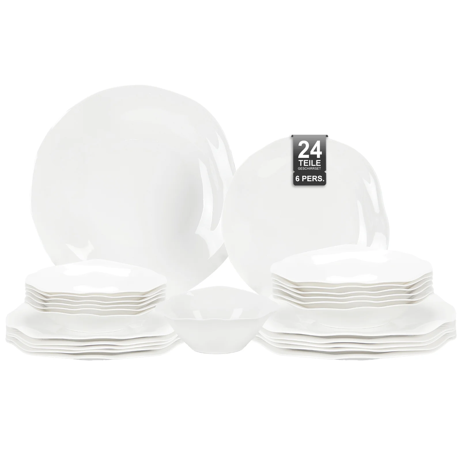 24-teiliges Keramik-Tafelgeschirr-Set für 6 Personen in elegantem Wellendesign, spülmaschinen- und mikrowellengeeignet - Image 9