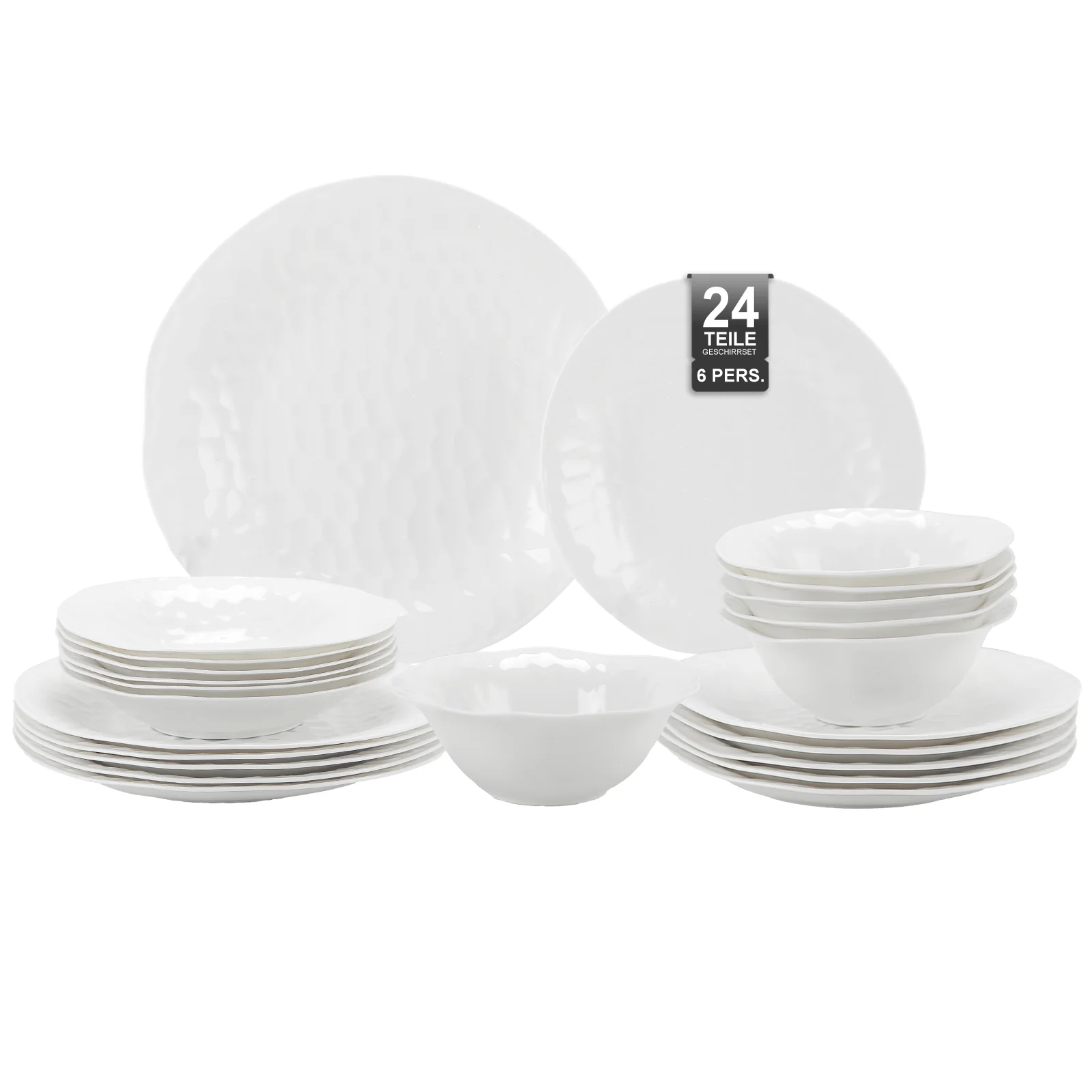 24-teiliges Keramik-Tafelgeschirr-Set für 6 Personen mit elegantem Wellendesign, spülmaschinenfest - Image 2