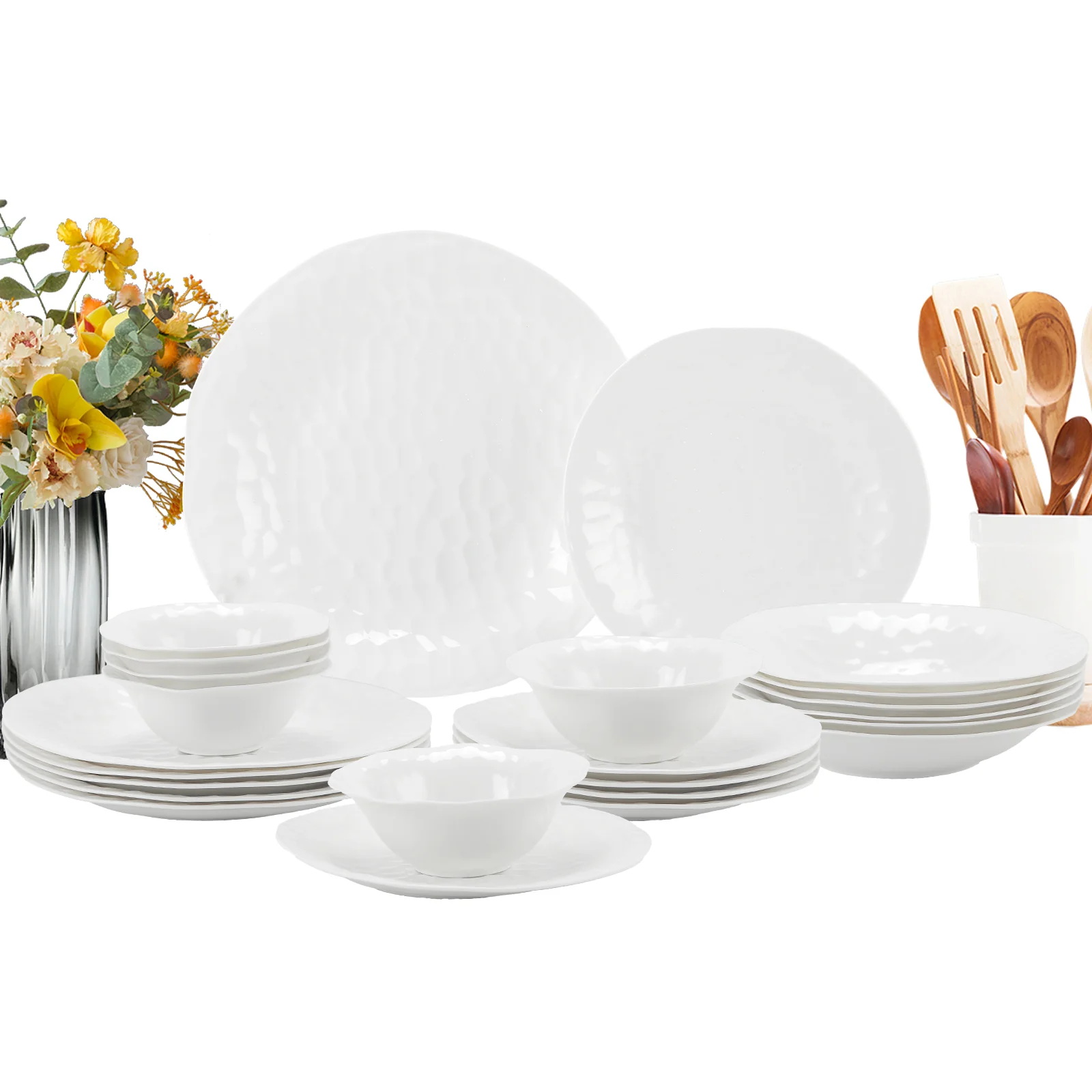 24-teiliges Keramik-Tafelgeschirr-Set für 6 Personen mit elegantem Wellendesign, spülmaschinenfest - Image 3