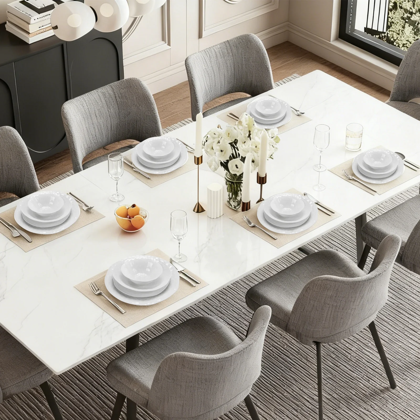 24-teiliges Keramik-Tafelgeschirr-Set für 6 Personen mit elegantem Wellendesign, spülmaschinenfest - Image 9