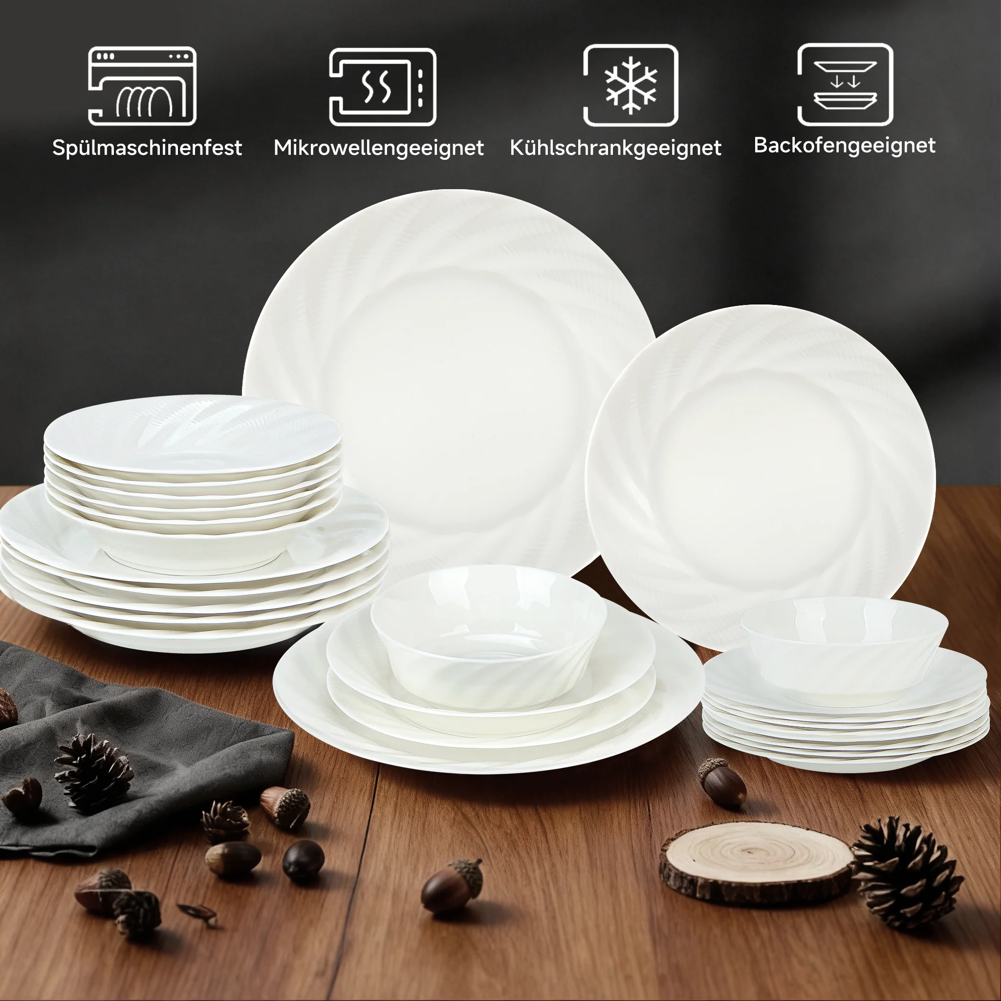 24-teiliges Keramik-Tafelservice für 6 Personen – elegantes, stapelbares Geschirrset - Image 5