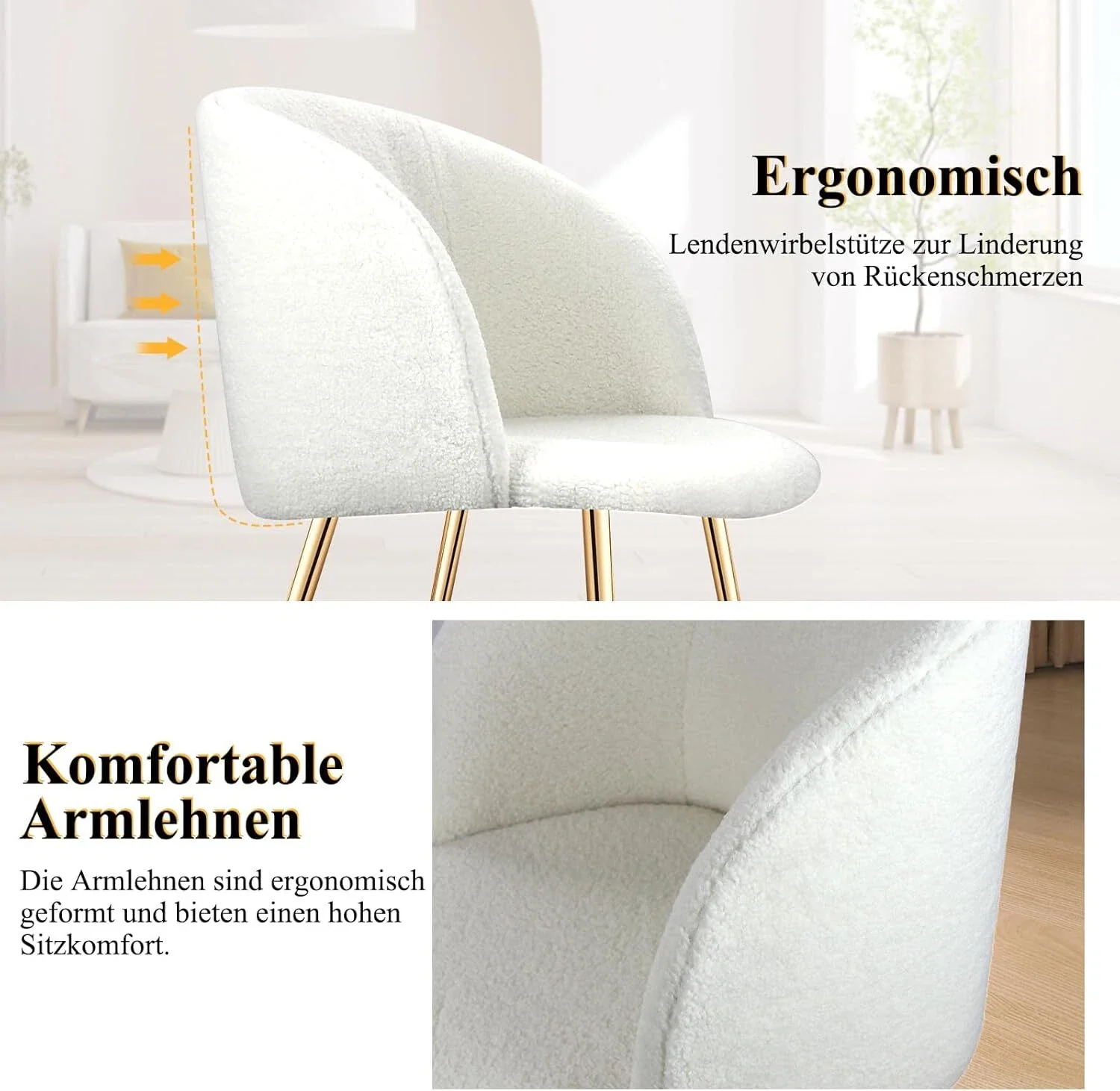 2er Set Esszimmerstühle Wohnzimmerstuhl Metallbeine Polsterstühle mit Armlehnen für Esszimmer / Küche - Image 11