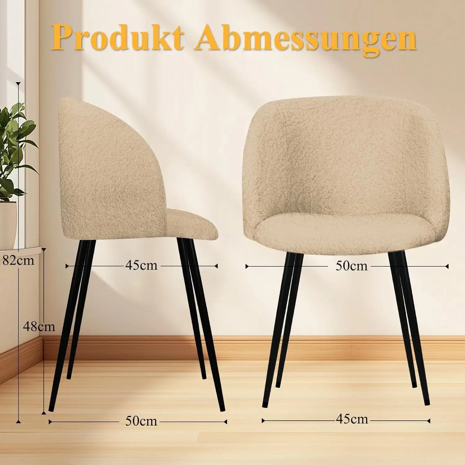 2er Set Esszimmerstühle Wohnzimmerstuhl Metallbeine Polsterstühle mit Armlehnen für Esszimmer / Küche - Image 16