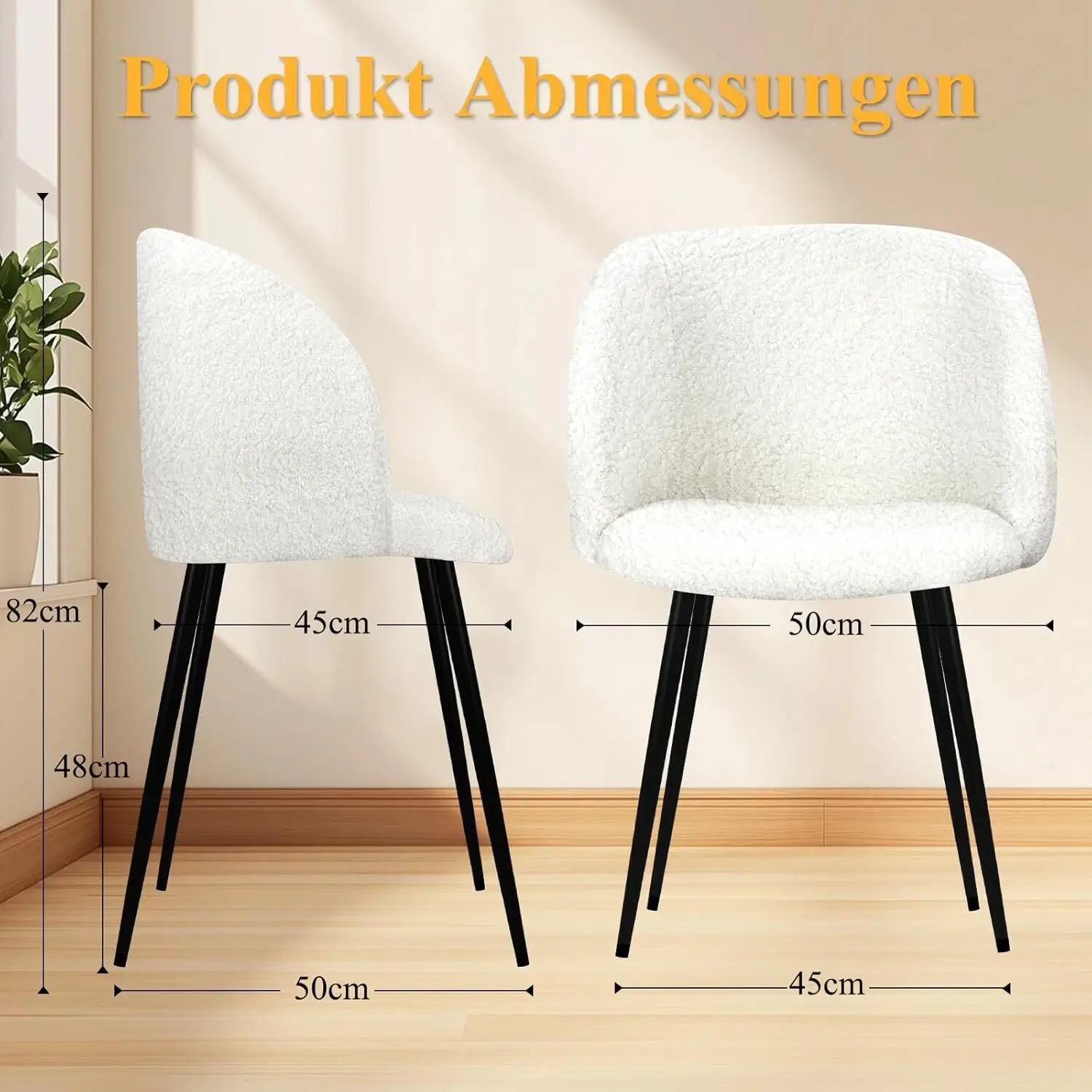2er Set Esszimmerstühle Wohnzimmerstuhl Metallbeine Polsterstühle mit Armlehnen für Esszimmer / Küche - Image 18
