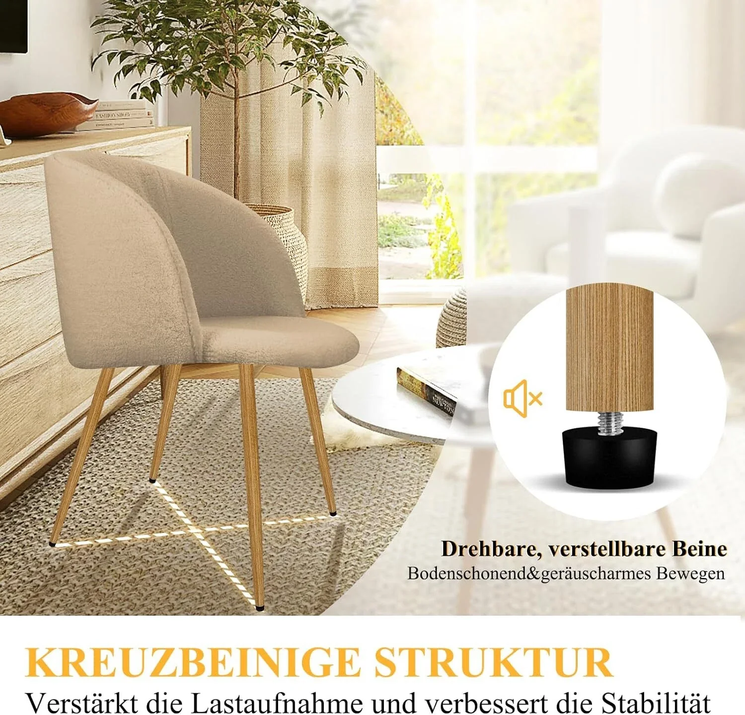 2er Set Esszimmerstühle Wohnzimmerstuhl Metallbeine Polsterstühle mit Armlehnen für Esszimmer / Küche - Image 3