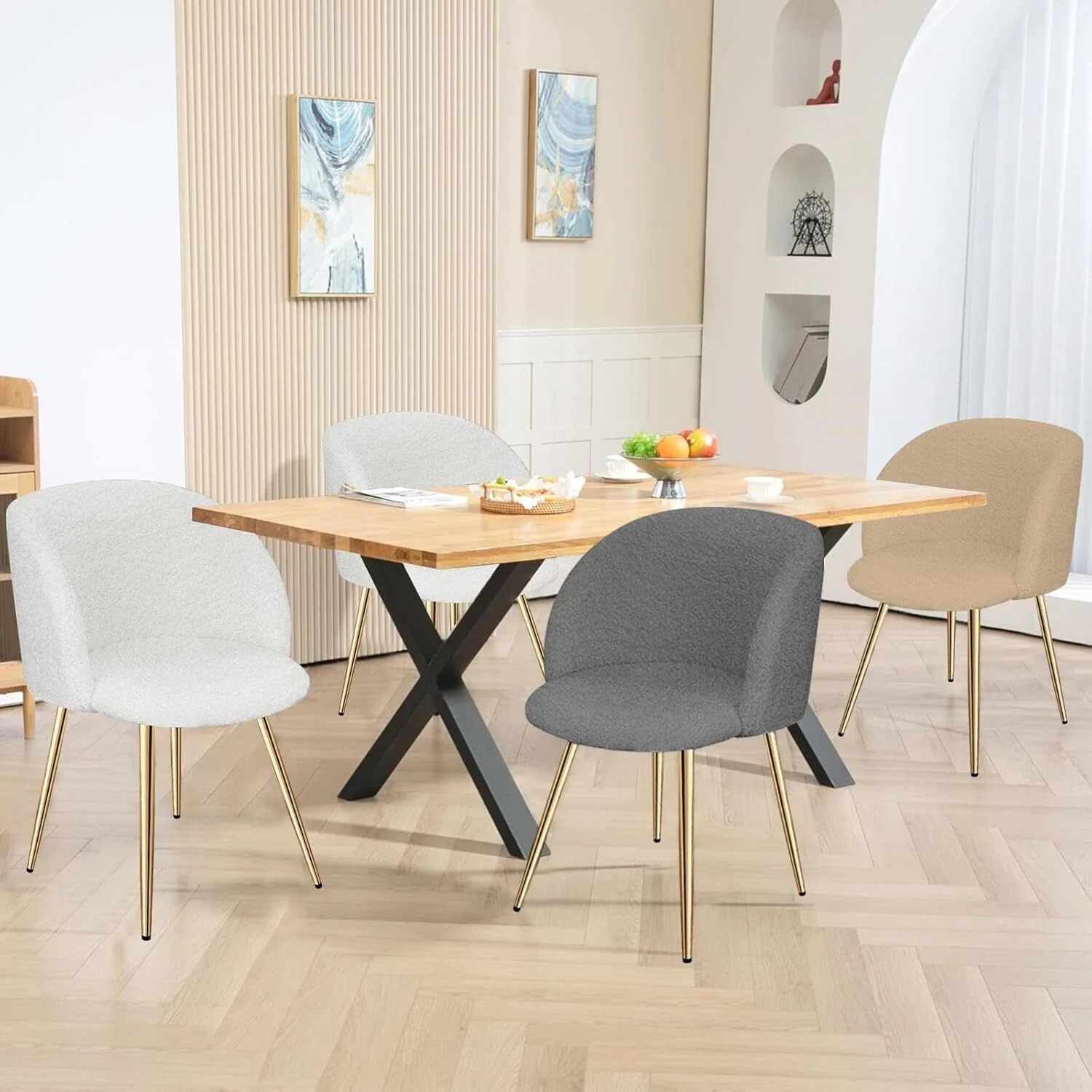 2er Set Esszimmerstühle Wohnzimmerstuhl Metallbeine Polsterstühle mit Armlehnen für Esszimmer / Küche - Image 5