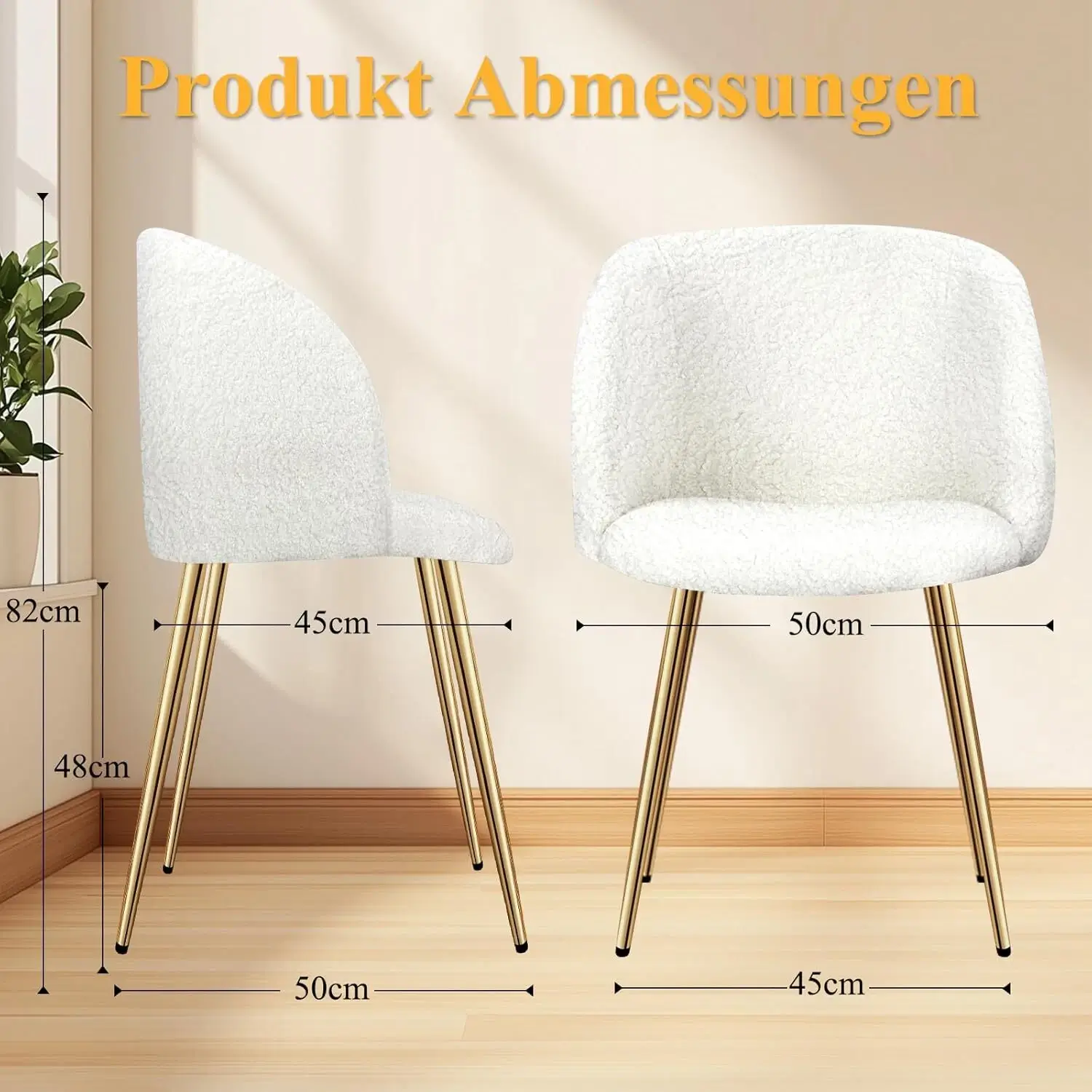 2er Set Esszimmerstühle Wohnzimmerstuhl Metallbeine Polsterstühle mit Armlehnen für Esszimmer / Küche - Image 9