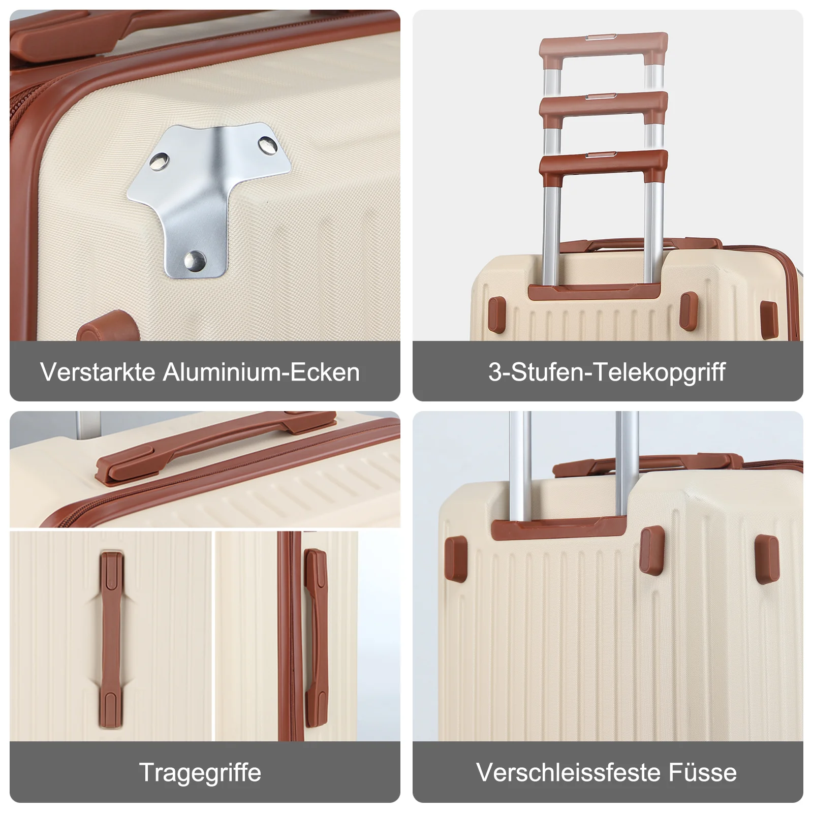 3 Teilig Reisekoffer Kofferset Hartschalen Kofferset mit Rollen Trolley Reisekoffer Set mit TSA-Schloss - Image 3