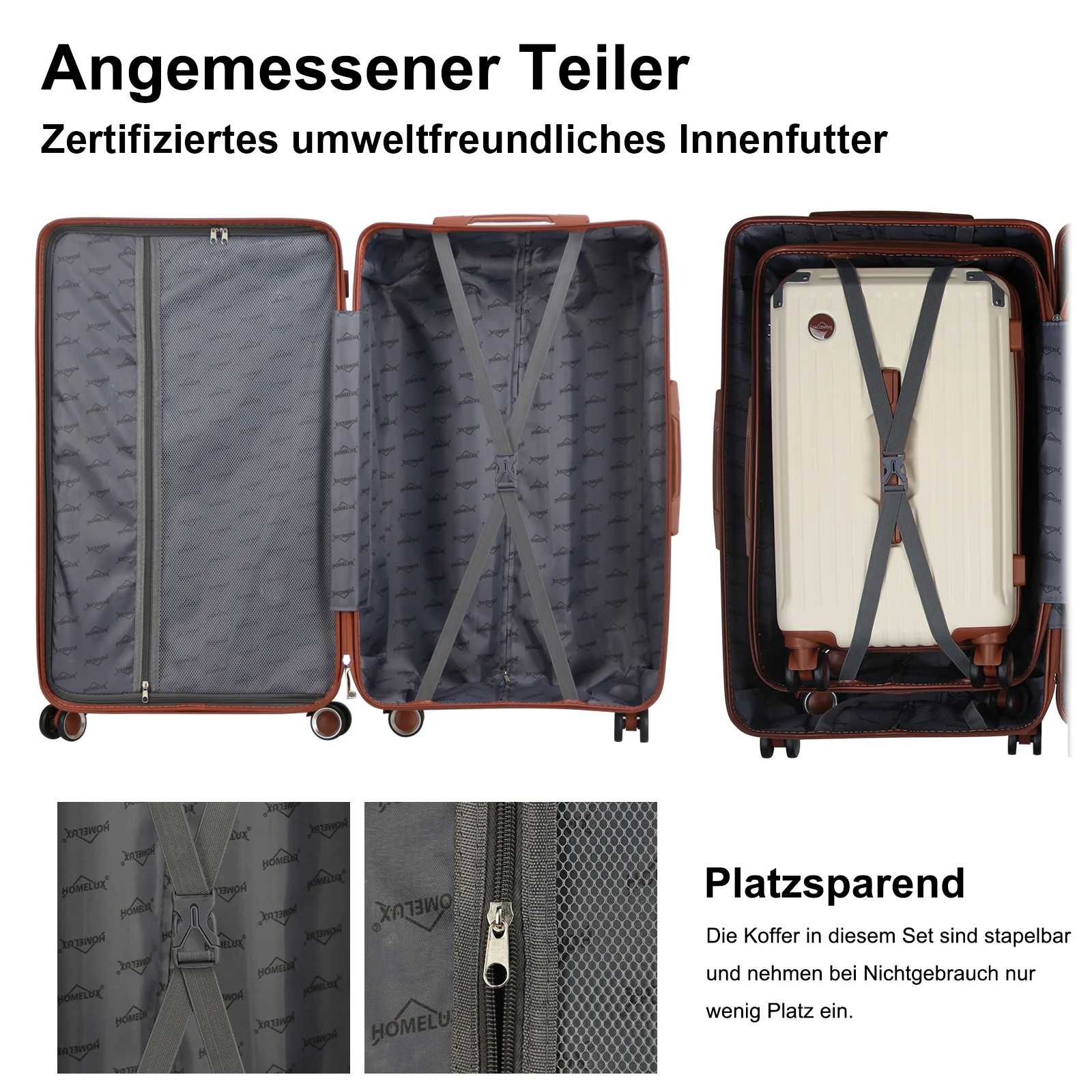3 Teilig Reisekoffer Kofferset Hartschalen Kofferset mit Rollen Trolley Reisekoffer Set mit TSA-Schloss - Image 5