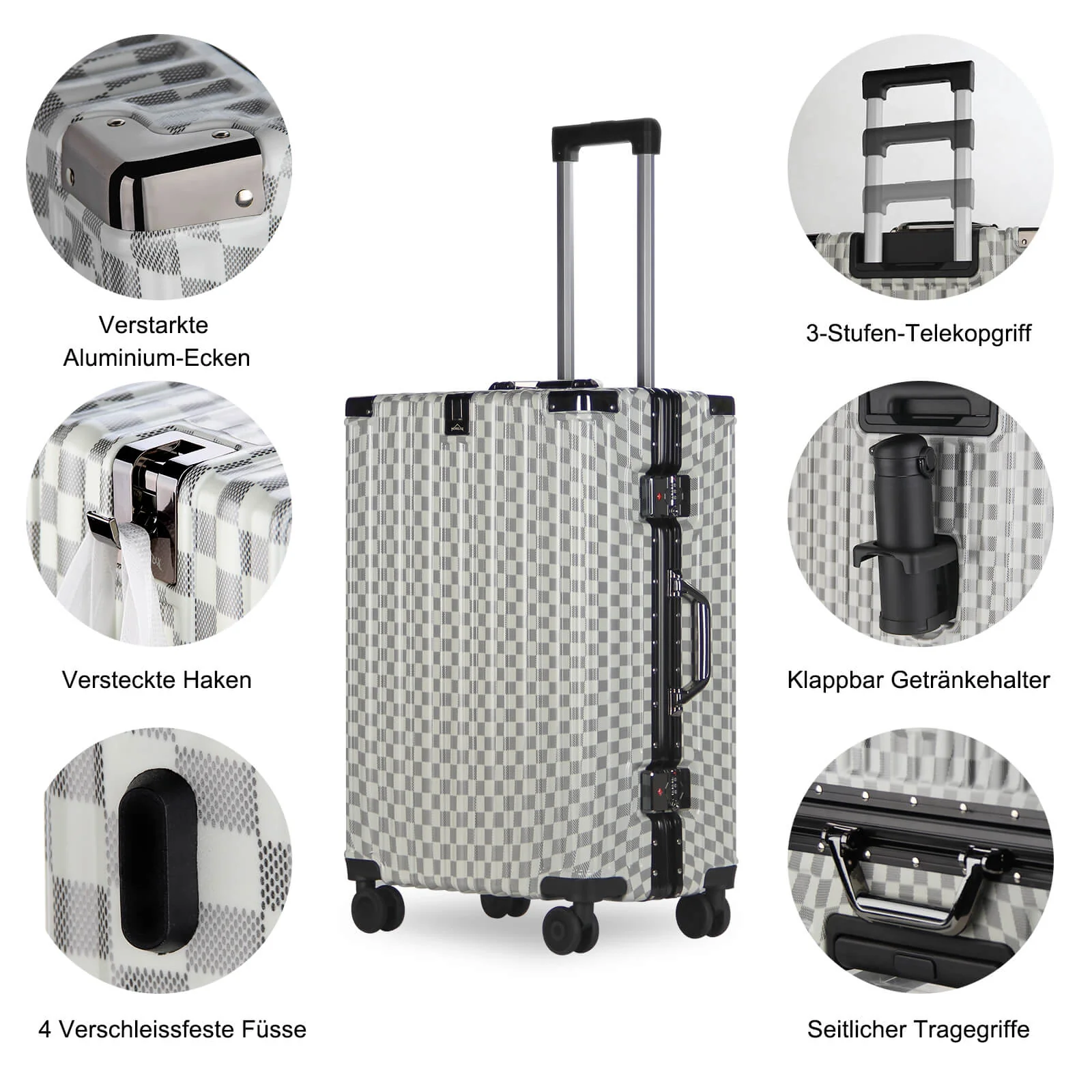 3-teiliges Kofferset Hartschalenkoffer ABS Leicht Trolley Rollkoffer Set M-L-XL Hartschale Reisekoffer - Image 10