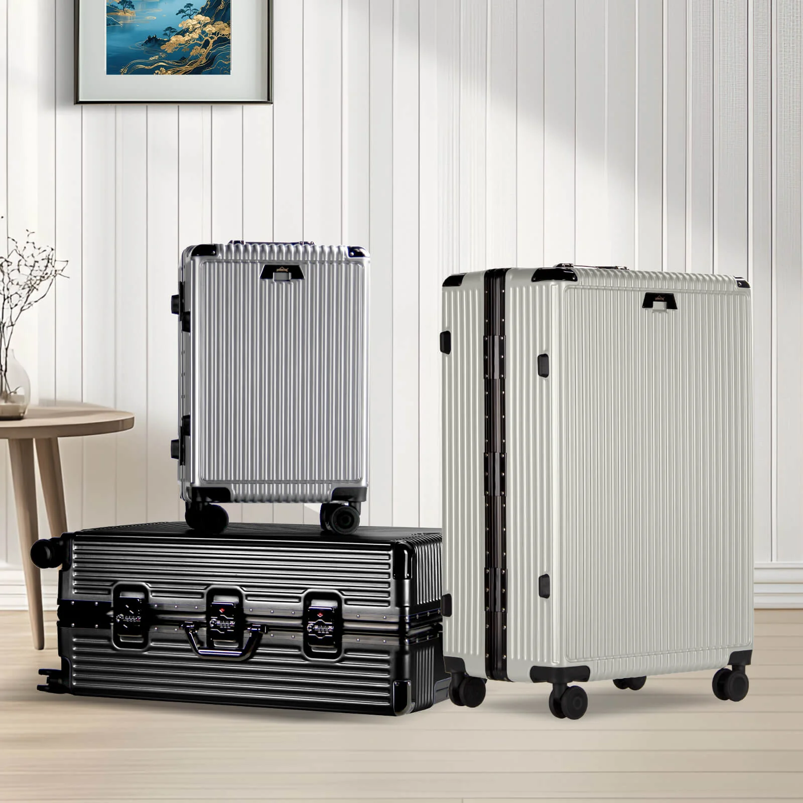 3-teiliges Kofferset Hartschalenkoffer ABS Leicht Trolley Rollkoffer Set M-L-XL Hartschale Reisekoffer - Image 11