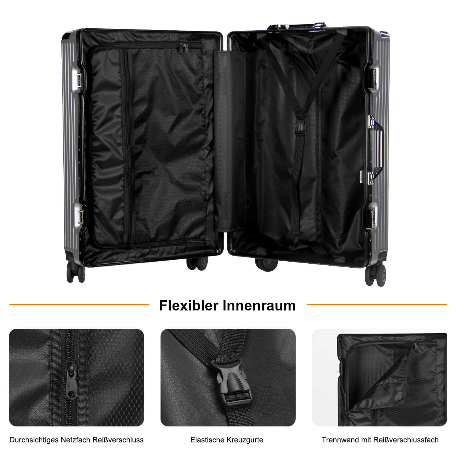3-teiliges Kofferset Hartschalenkoffer ABS Leicht Trolley Rollkoffer Set M-L-XL Hartschale Reisekoffer - Image 13