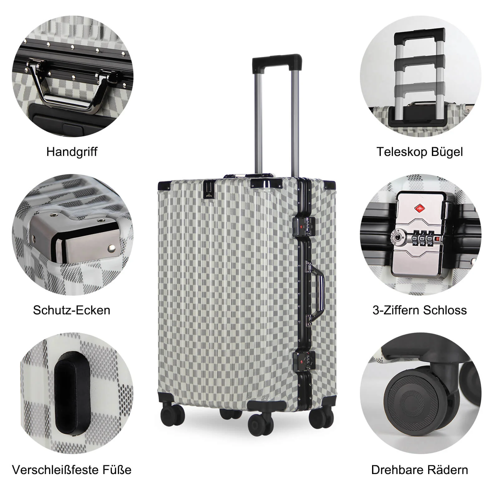 3-teiliges Kofferset Hartschalenkoffer ABS Leicht Trolley Rollkoffer Set M-L-XL Hartschale Reisekoffer - Image 4