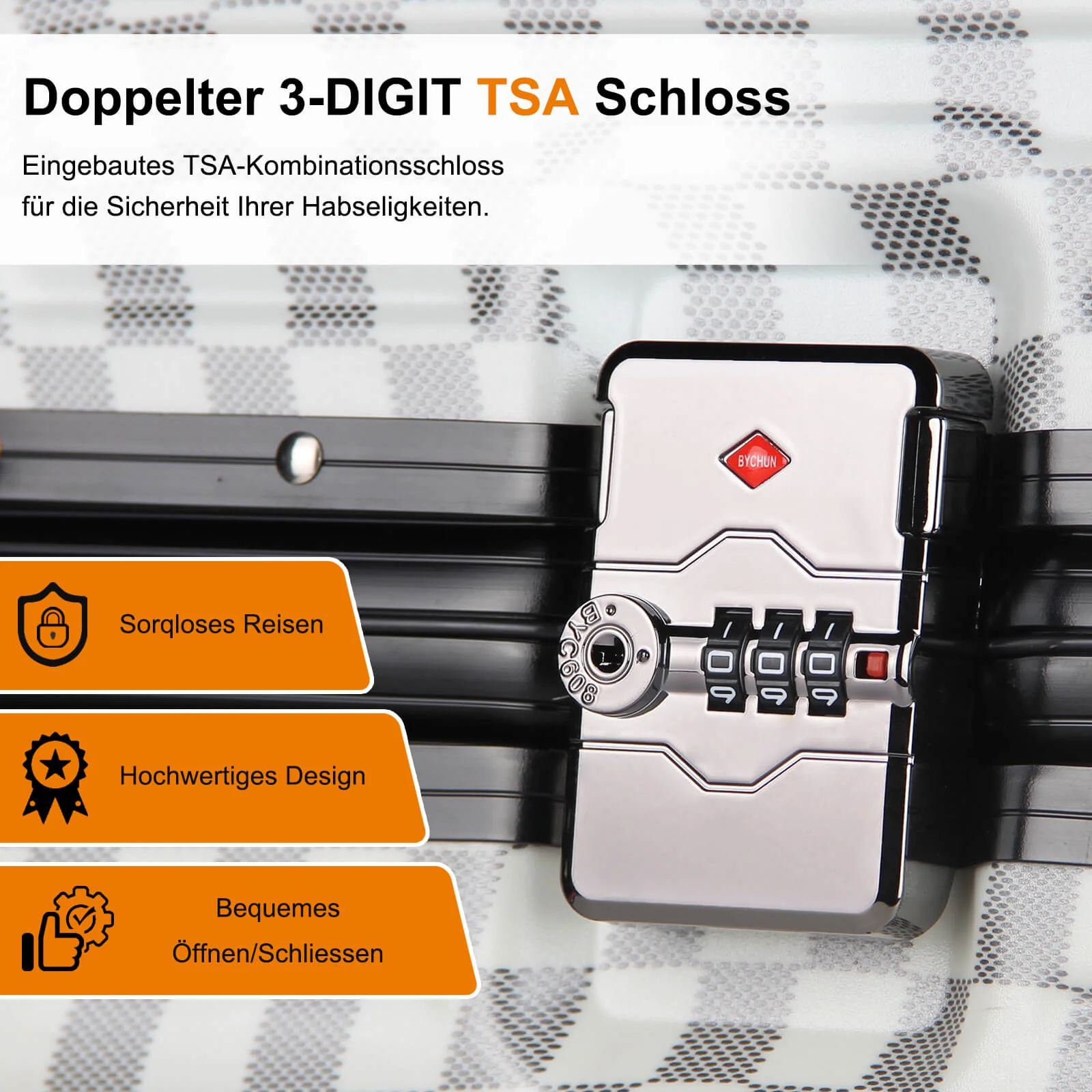 3-teiliges Kofferset Hartschalenkoffer ABS Leicht Trolley Rollkoffer Set M-L-XL Hartschale Reisekoffer - Image 9