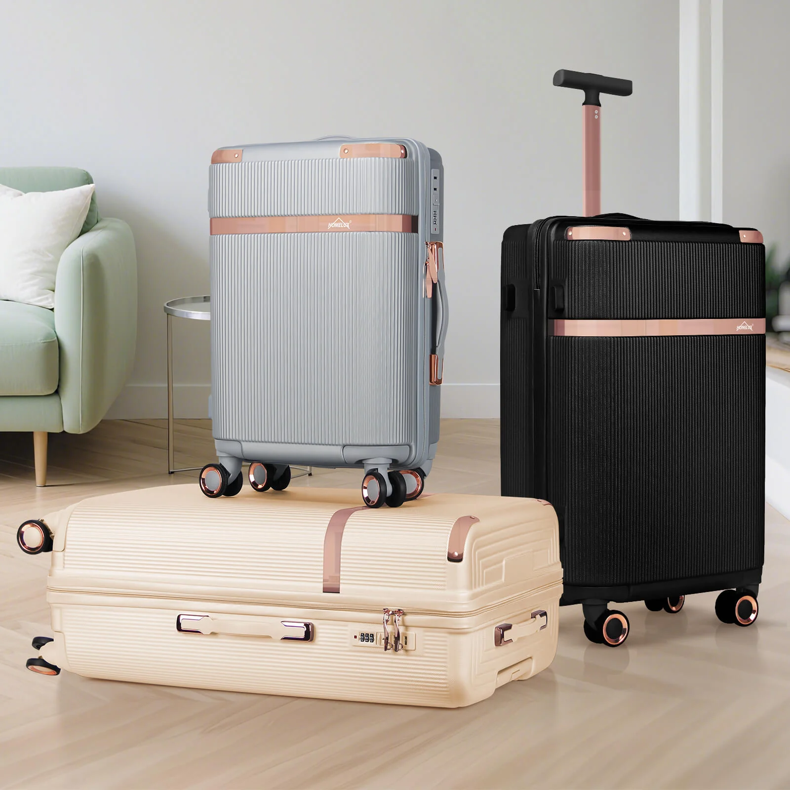 3-teiliges Reisekoffer-Set aus ABS-Hartschale: Leichter Rollkoffer-Trolley in M-L-XL - Image 3