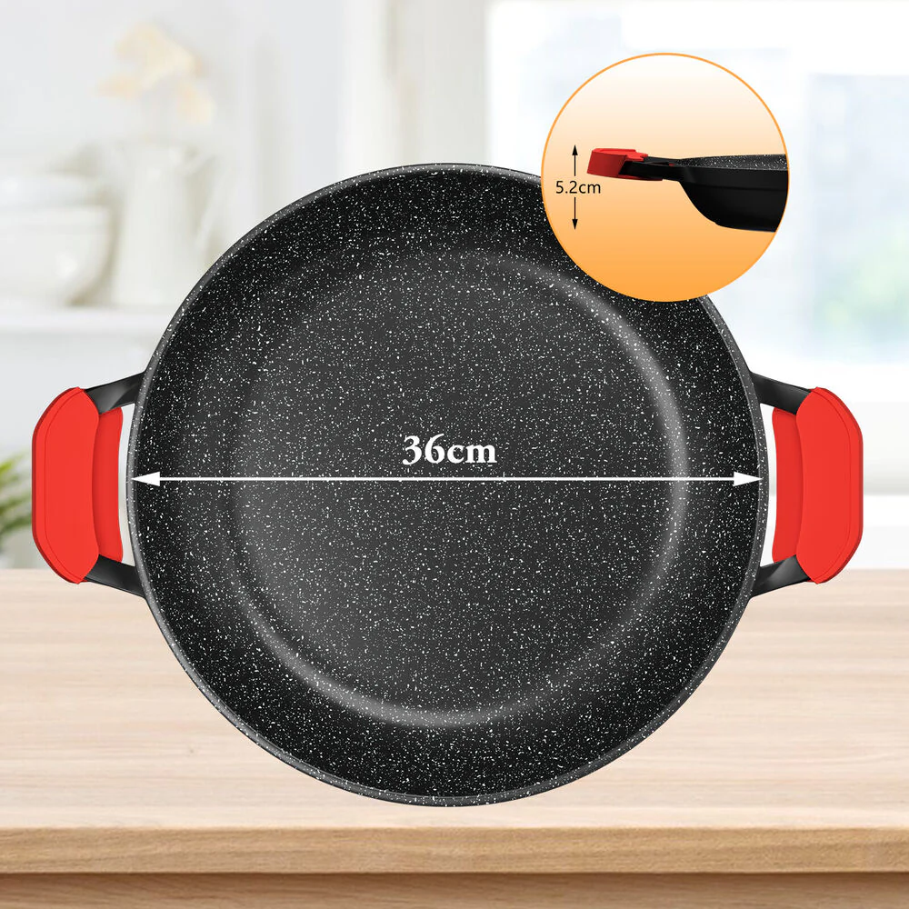 32/36cm Bratpfanne mit 2 Griffen Grillpfannen für mit abnehmbaren Silikongriffen - Image 6