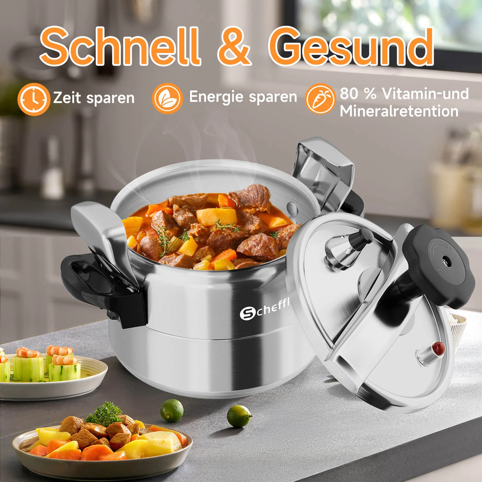 Scheffler Schnellkochtopf Aluguss Dampfkochtopf Induktion Druckbehälter für alle Herdarten - Image 16