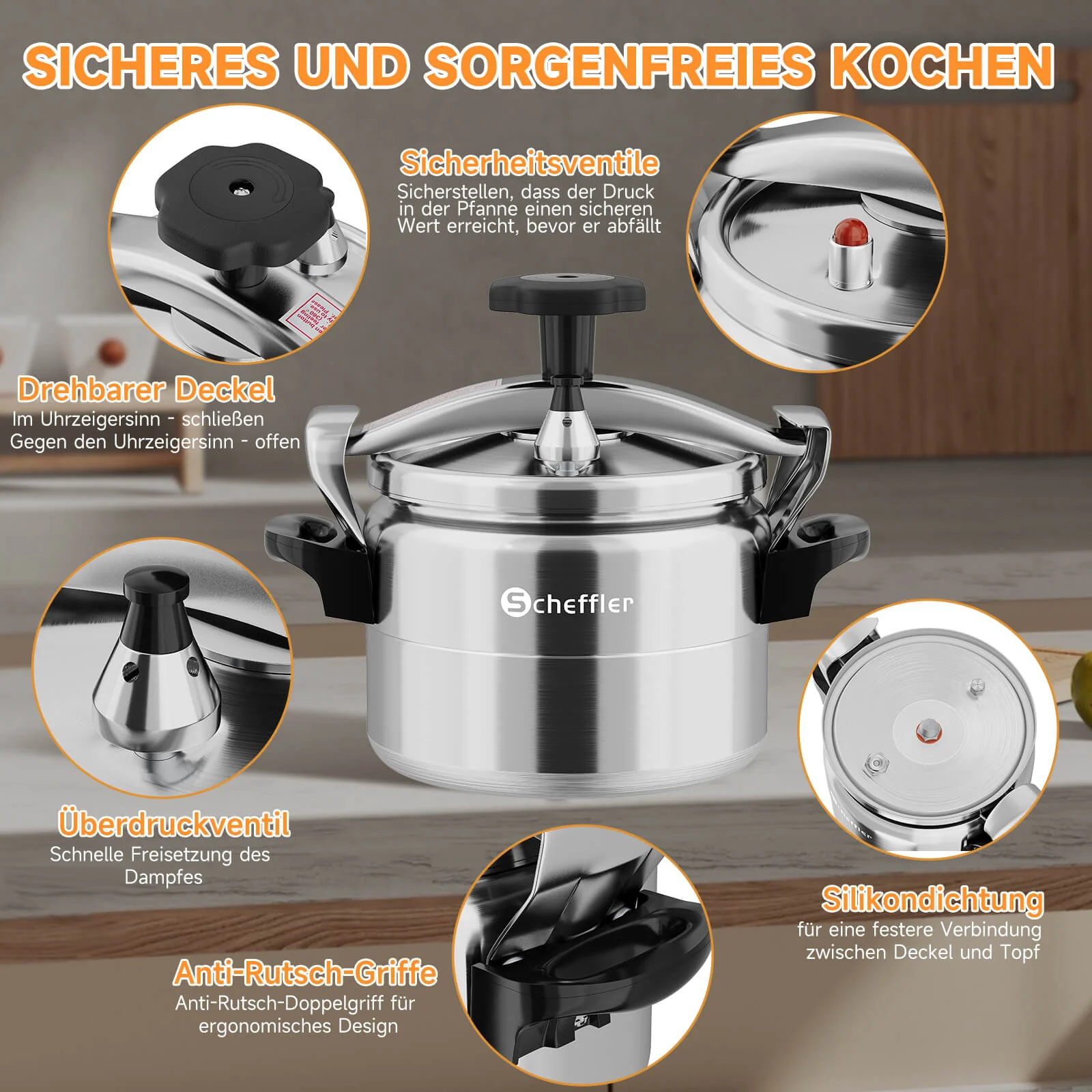 Scheffler Schnellkochtopf Aluguss Dampfkochtopf Induktion Druckbehälter für alle Herdarten - Image 20