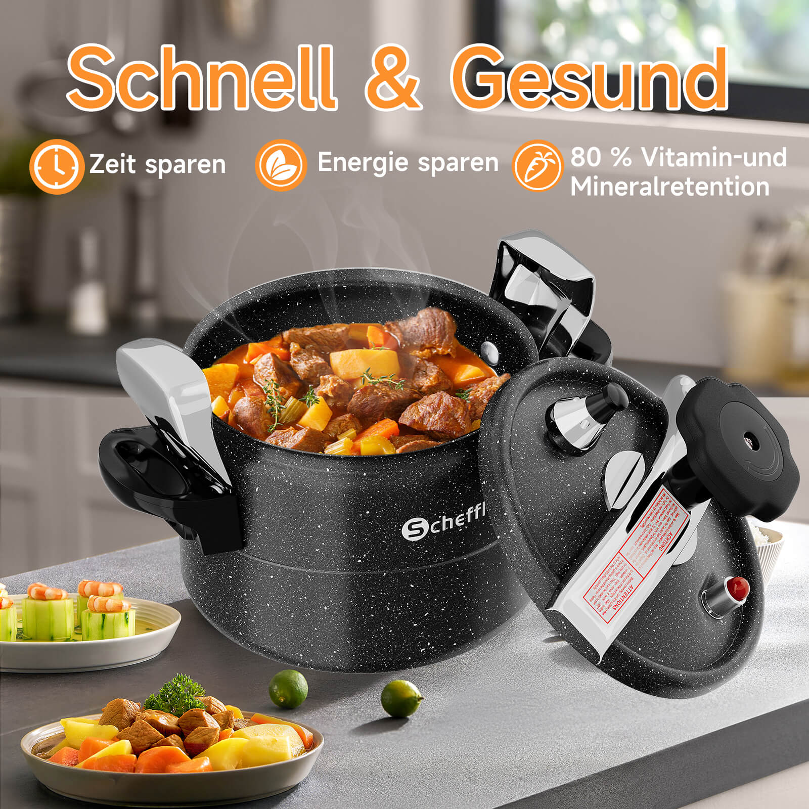 Scheffler Schnellkochtopf Aluguss Dampfkochtopf Induktion Druckbehälter für alle Herdarten - Image 4